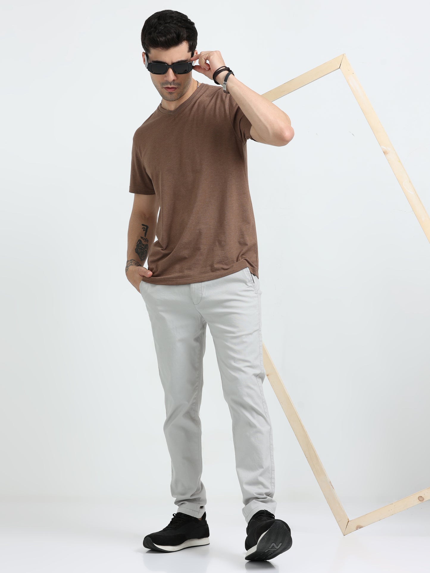 Stone Comfy Linen Trousers For Mens