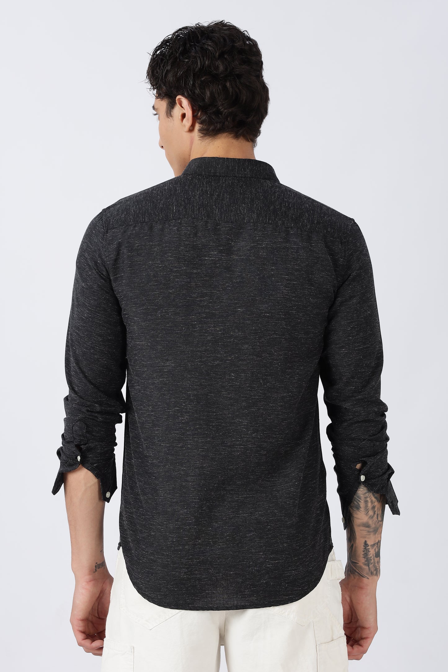 Men Dapper Linen Shirts-Black