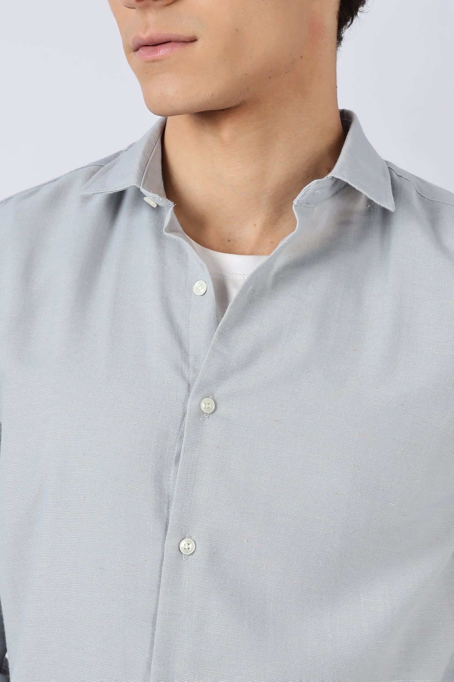 Men Dapper Linen Shirts-Grey