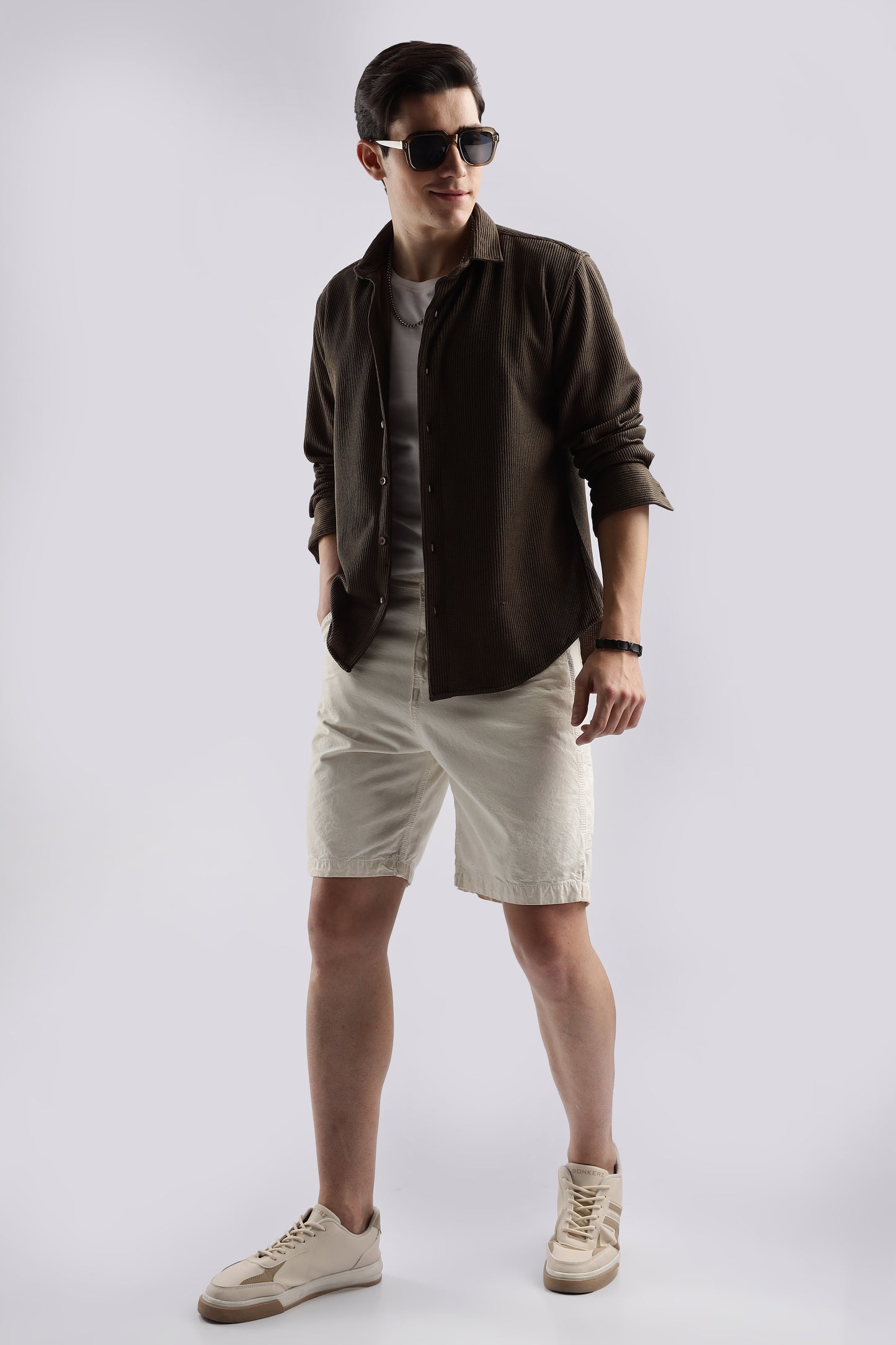 Men Knitted TXO Shirts-Brown