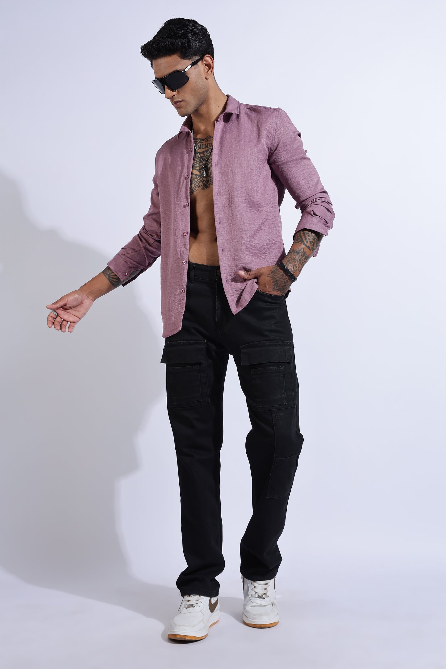 Men Air Linen Like Shirt-Wine