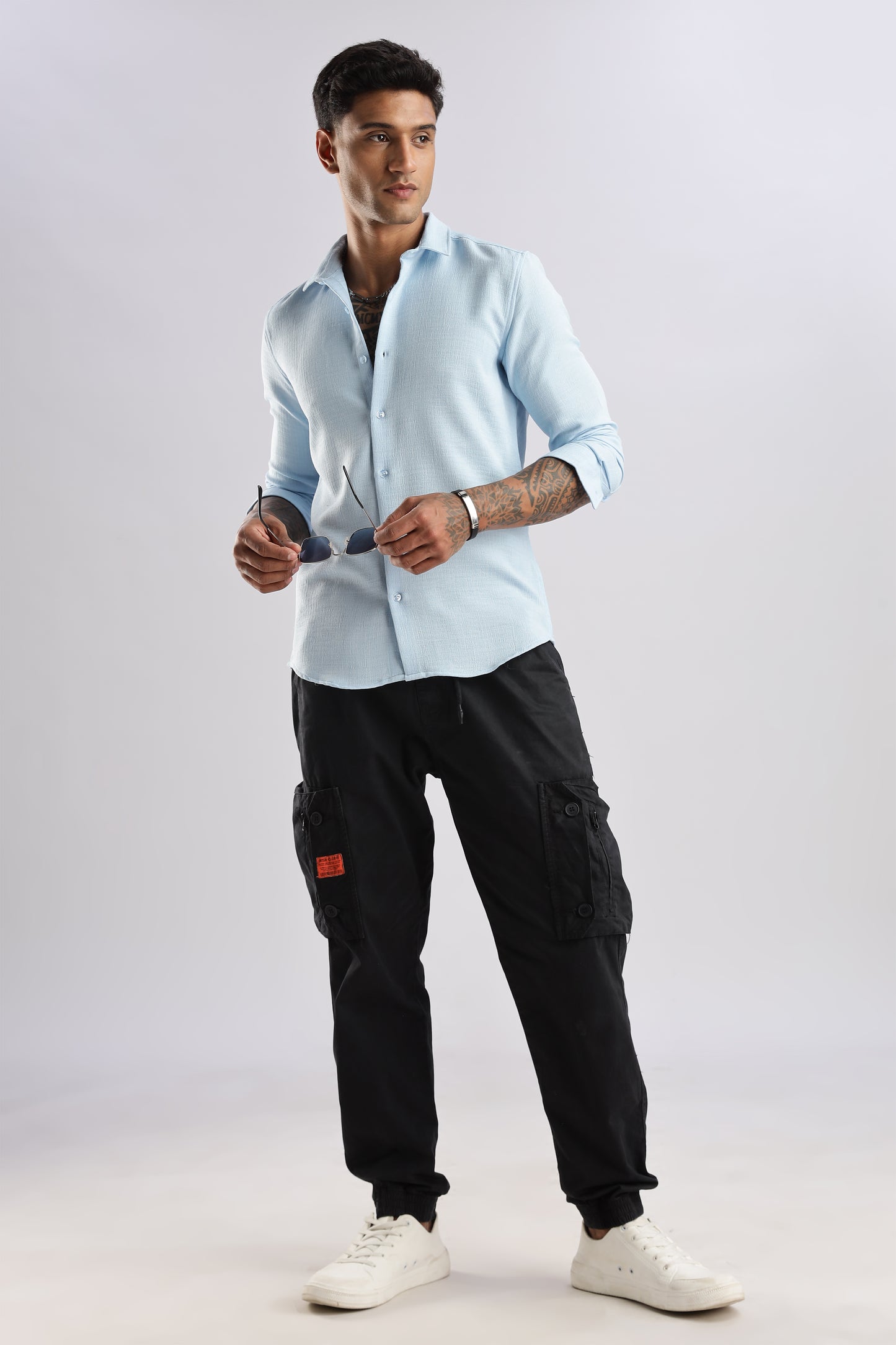 Men Air Like Linen Vintage Shirt-Sky Blue