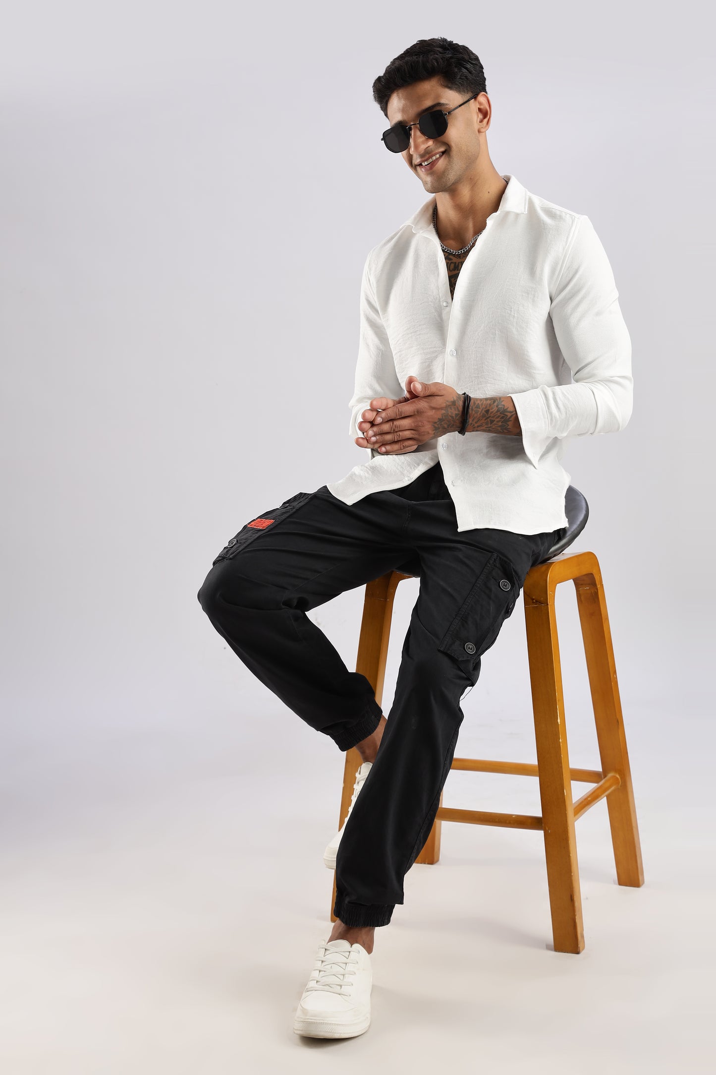 Men Linen Look Shirt-White