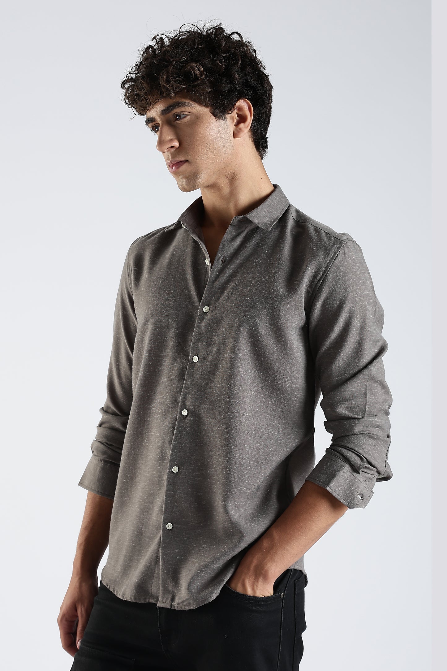 Men Dapper Linen Shirts-Dk Grey