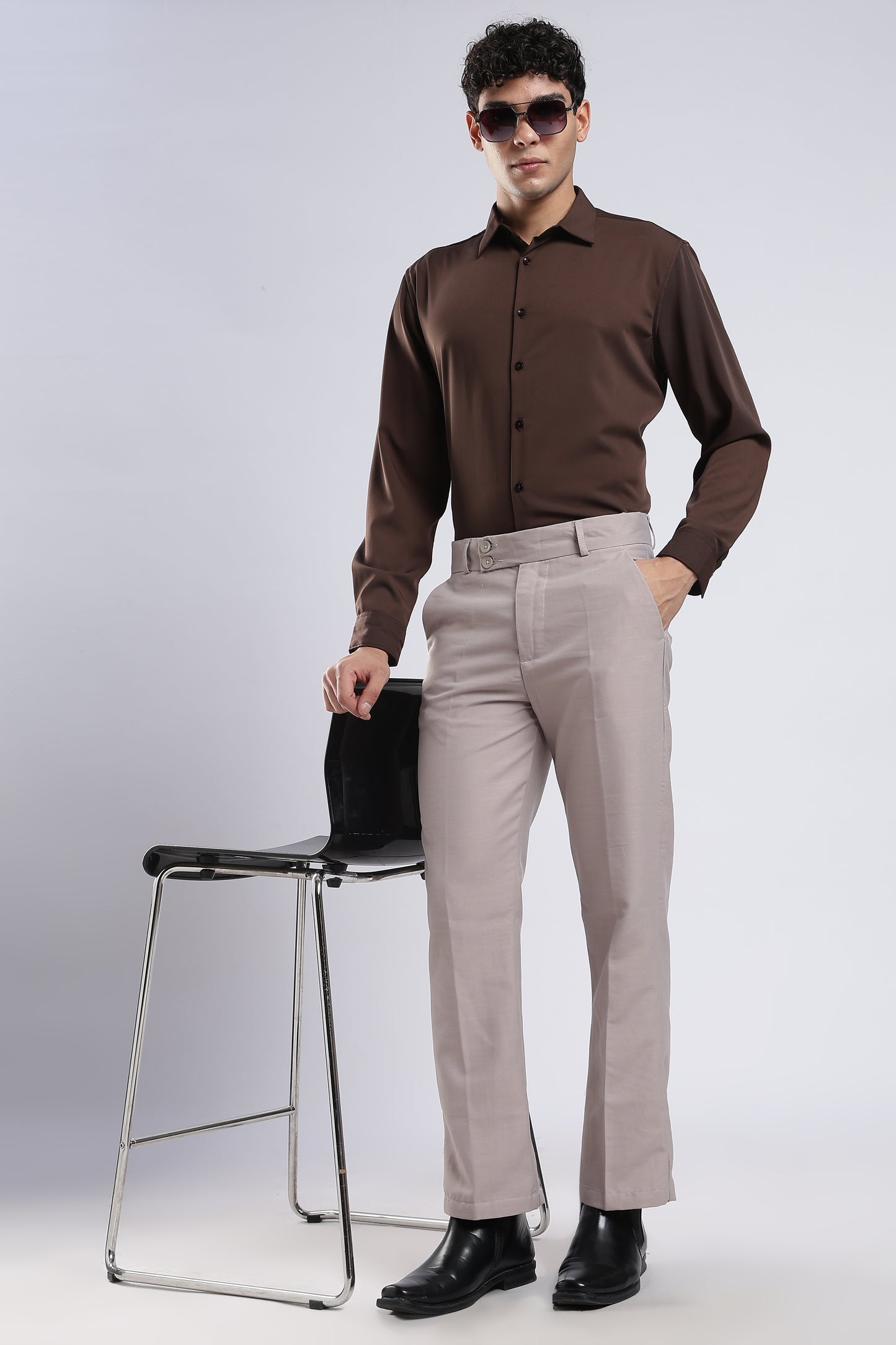 Men Boot Cut Linen Slub-Fawn
