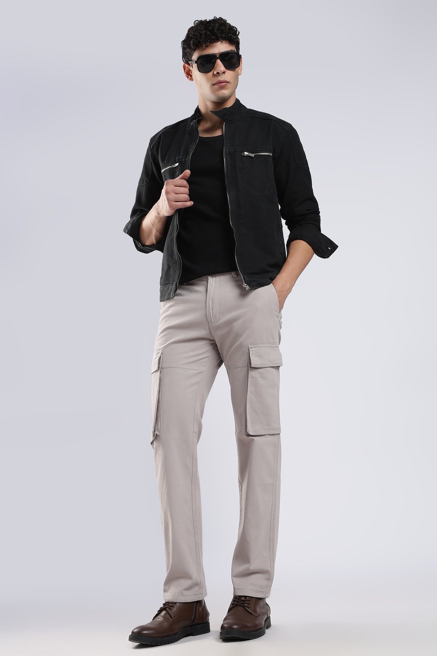 Men Dobby Cargo-Grey