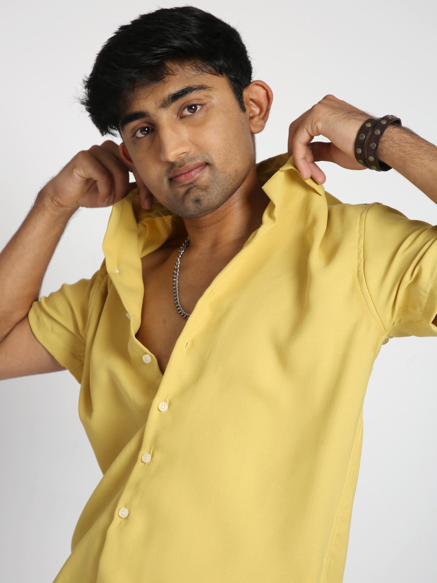 Men Hippie Oversized shirt - Yellow