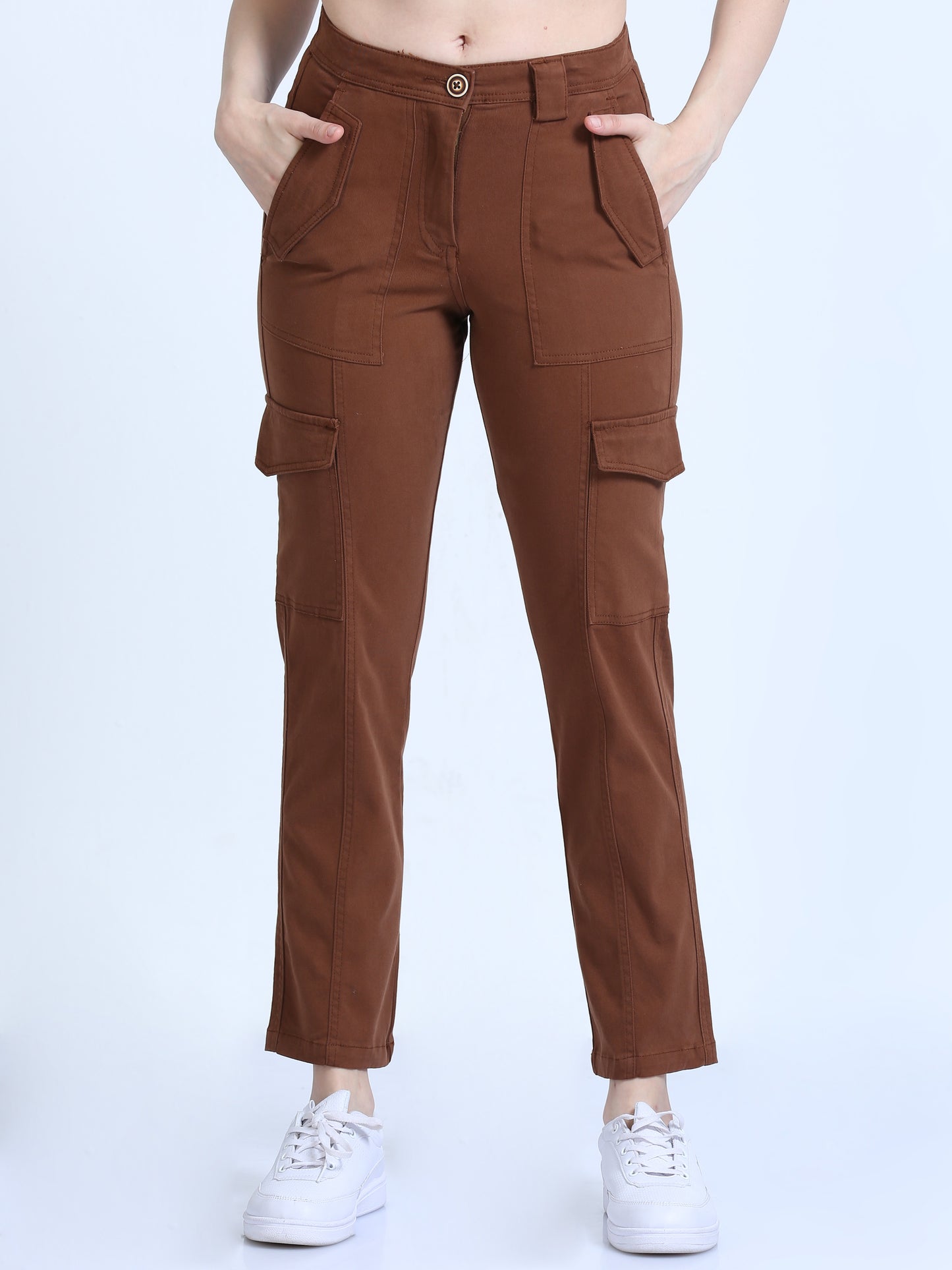Rust Bolsillo Cargo Trousers For Women
