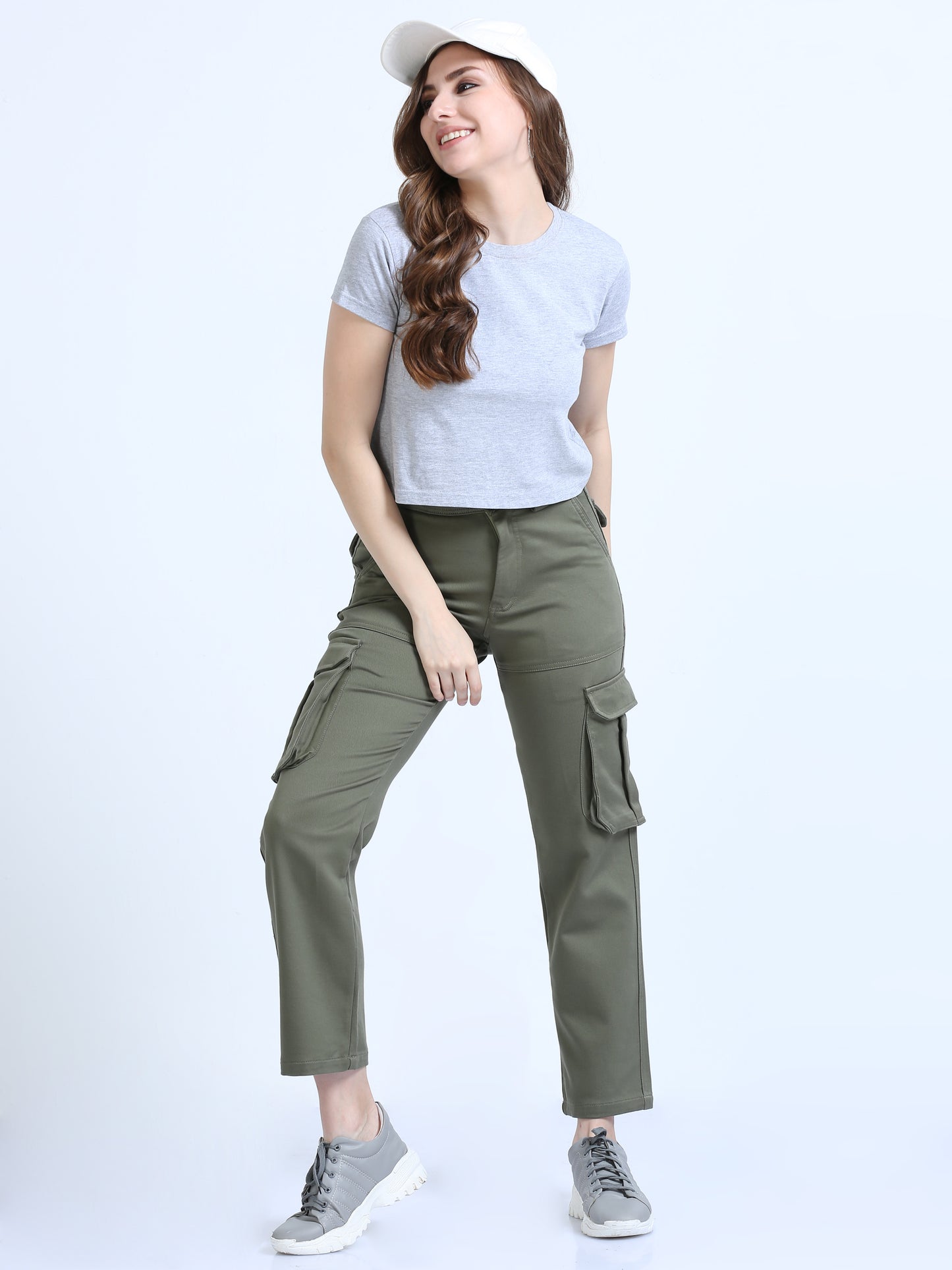 Olive Green La Belle Cargo Pants For Womens