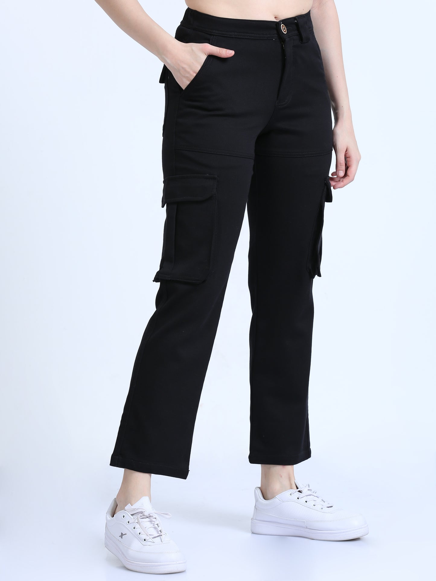 Black La Belle Cargo Pants For Women