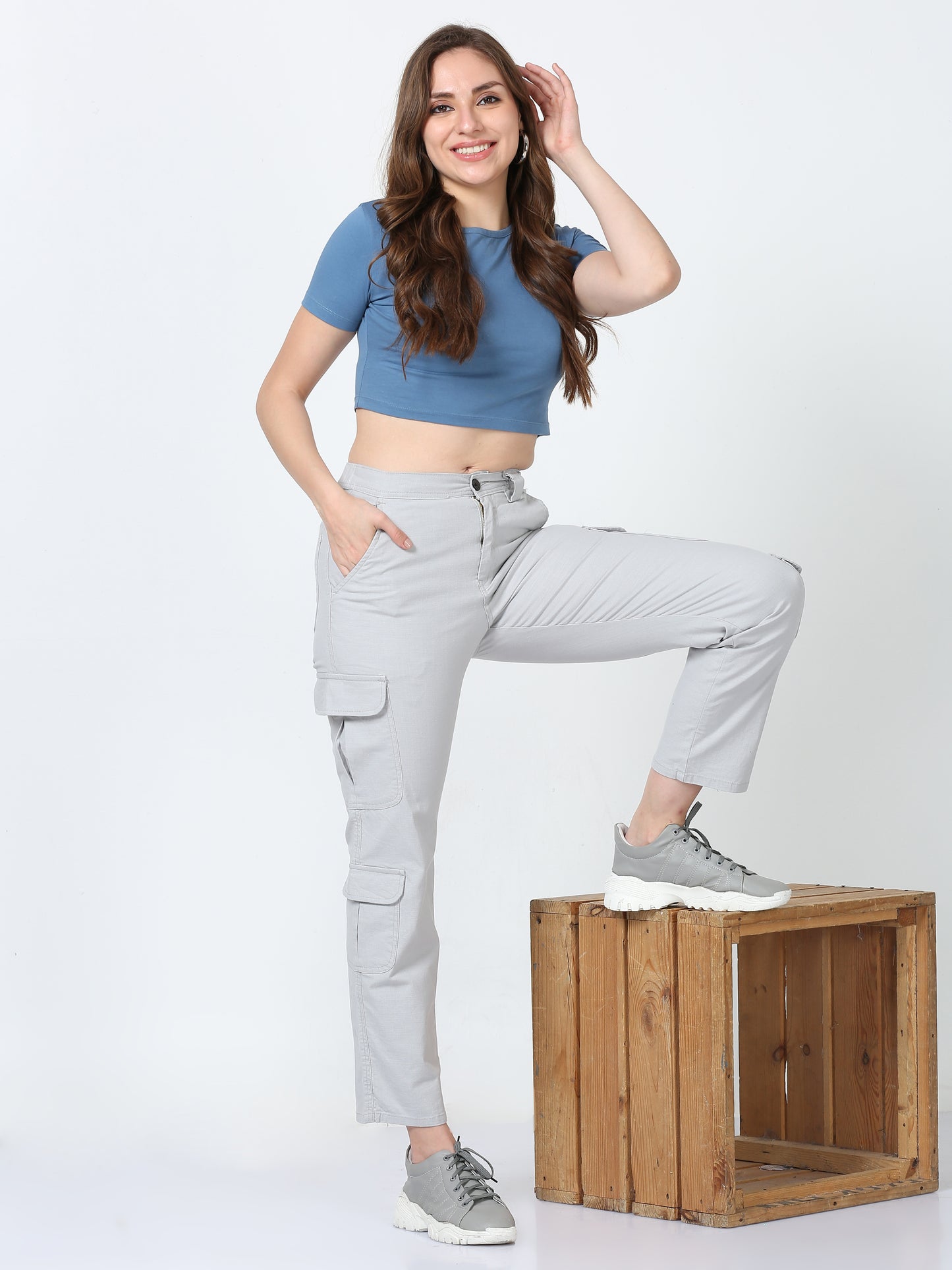 Stone Lazy Cargo Pants For Women
