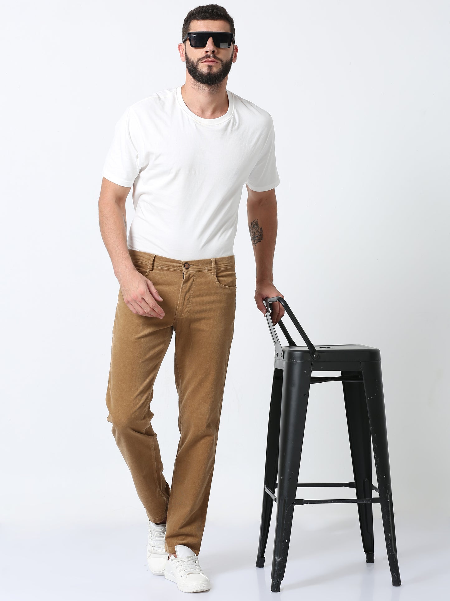 Light Khaki Corduroy Pants For Men