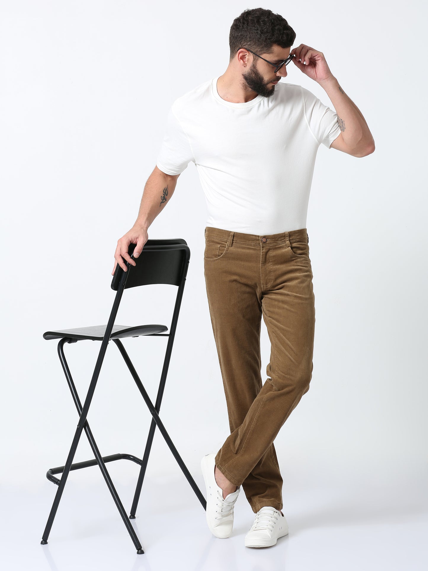 Khaki Corduroy Trousers For Mens