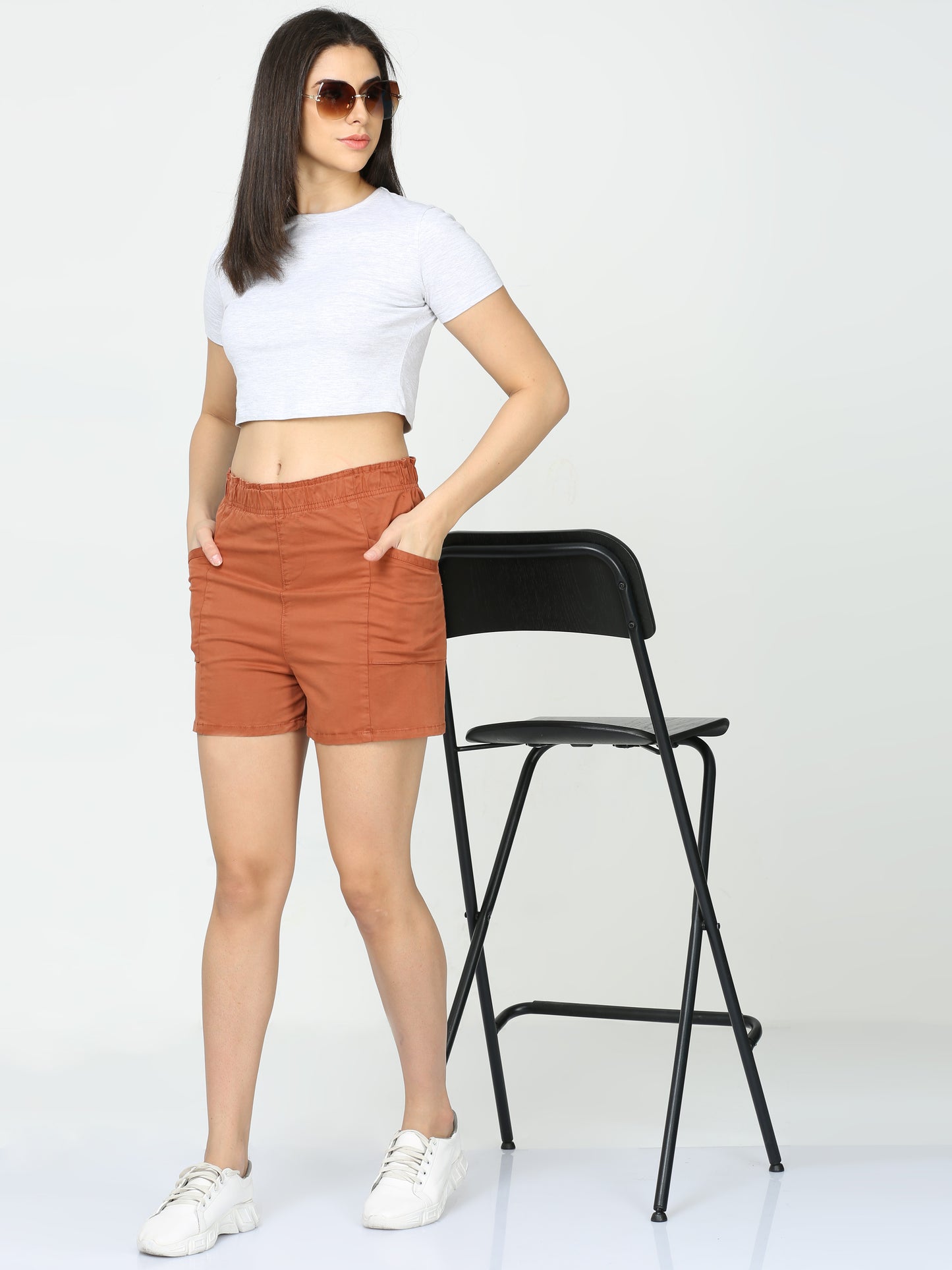 Rust Bun Hugger Cargo Women Shorts