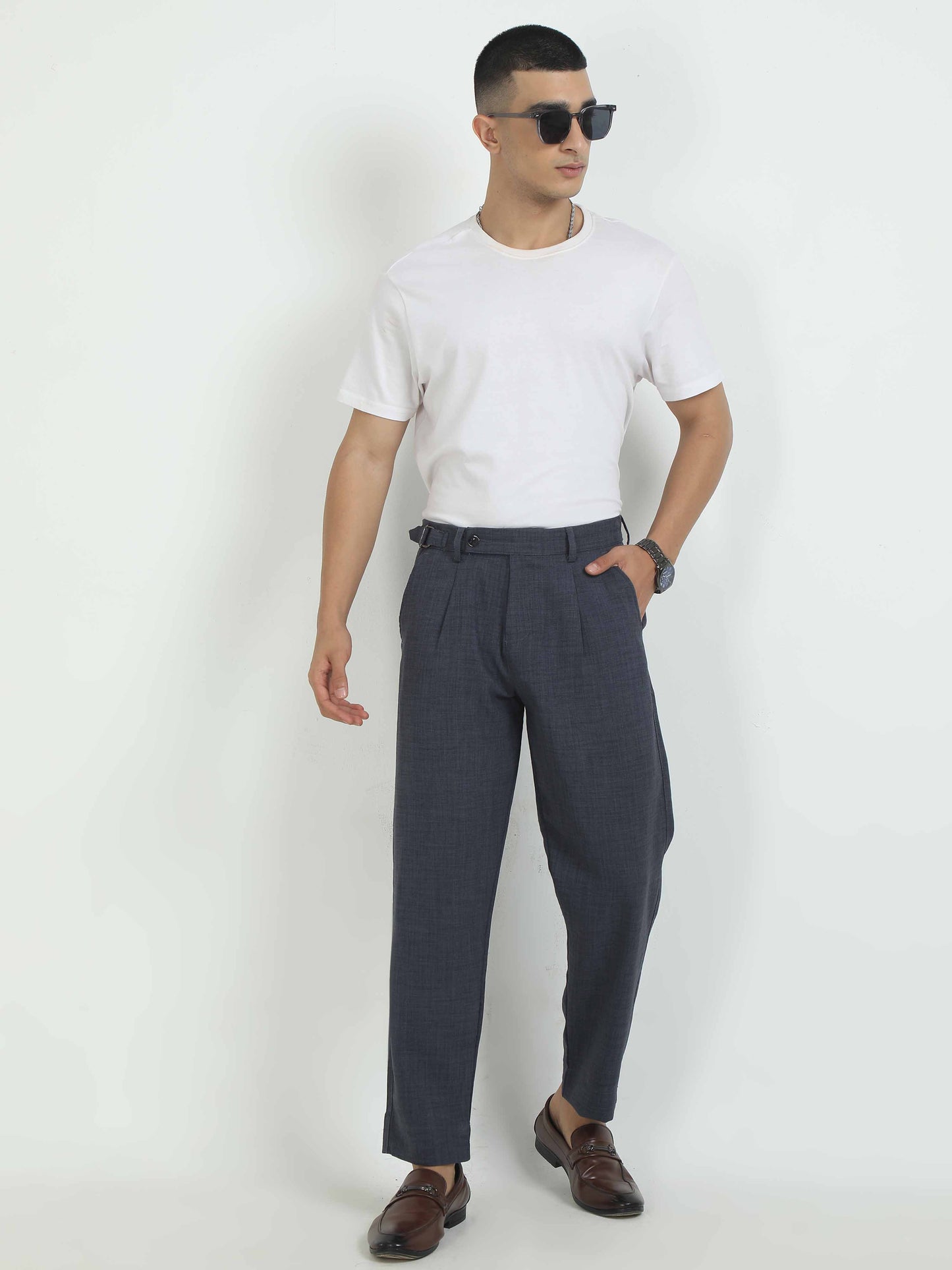 Dark Grey Linen Pants For Men
