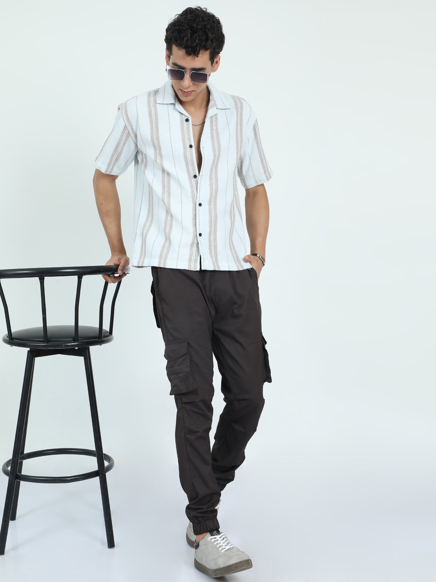 Mint Jacquard Oversized Shirt for Men