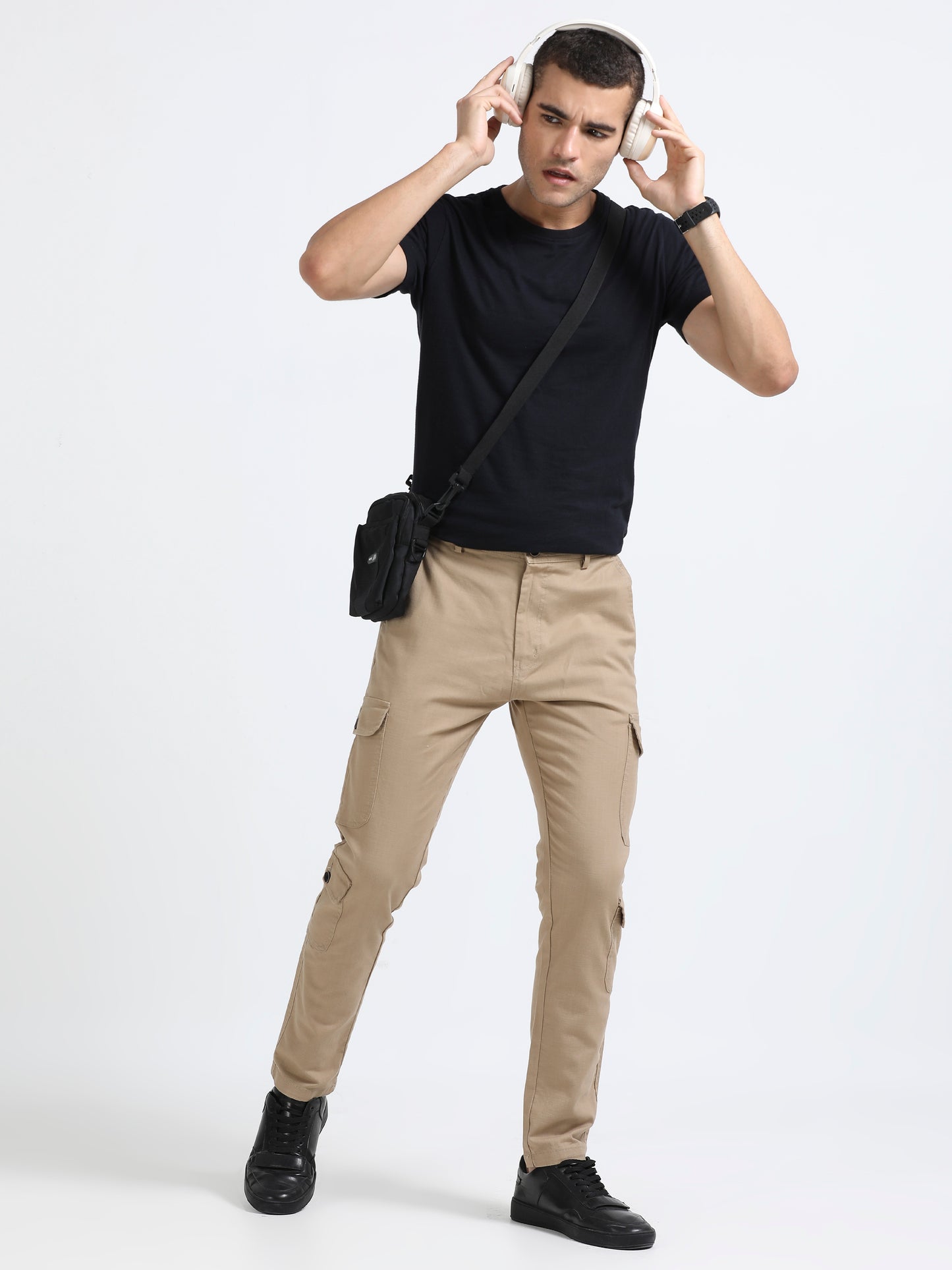 Men Lazy Linen Utility Cargo-Camel