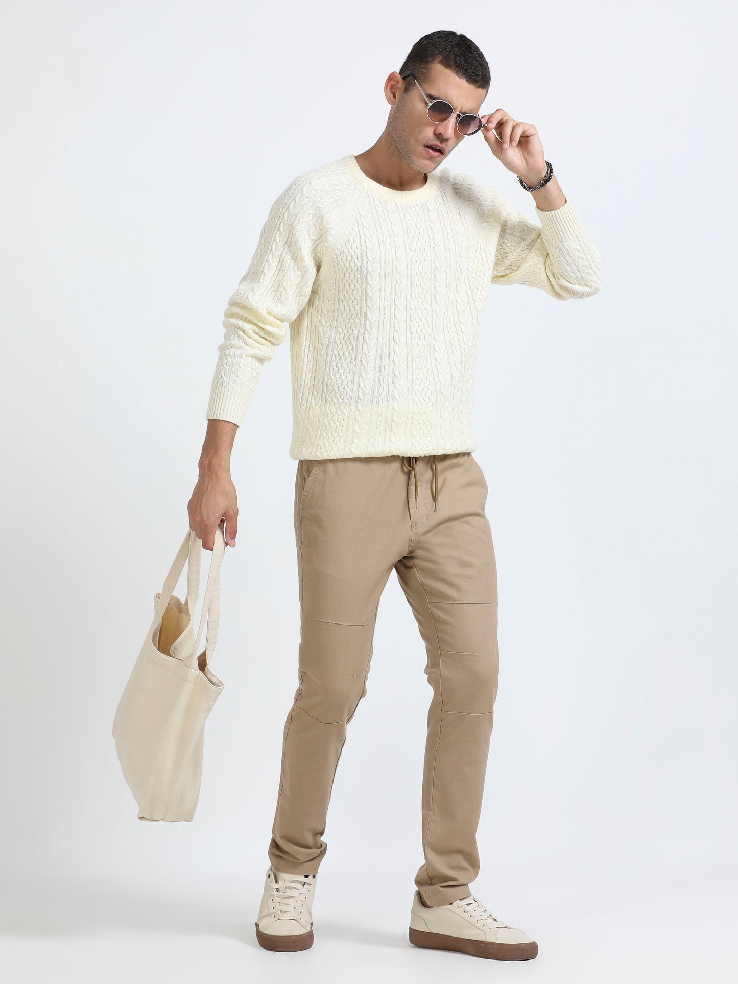 Men Linen Traveller Pant-Camel