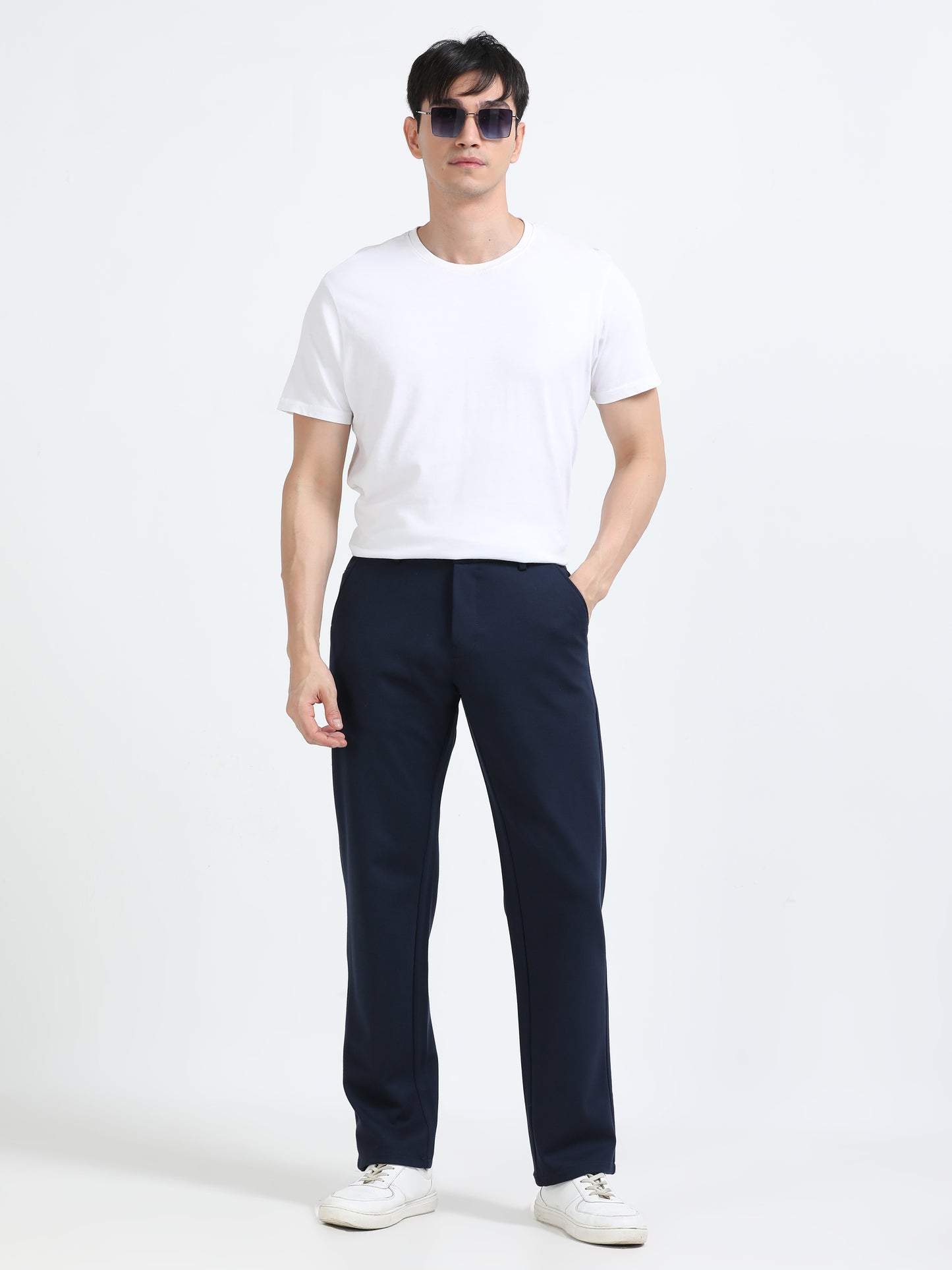 Men Tencil Leisure Trousers-Navy