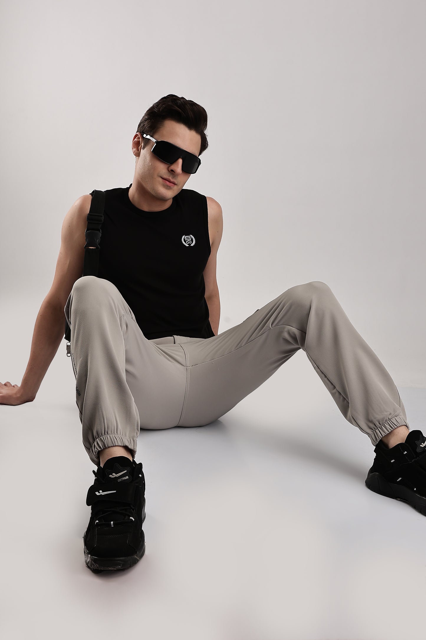 Men Structured Imported Utility Joggers-Cream