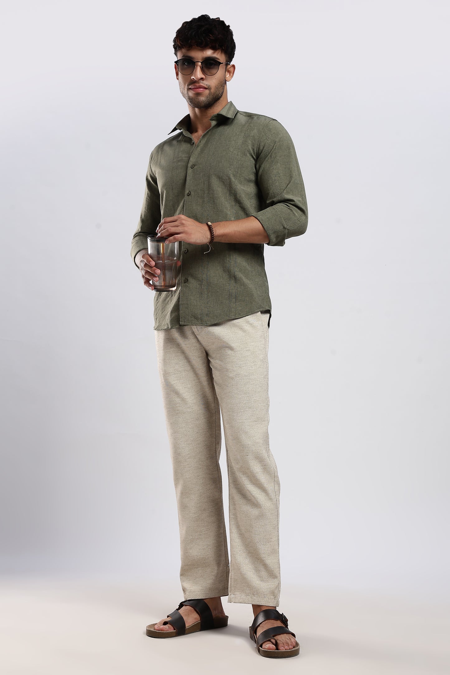 Twisted Linen Like Traveller Pant-Beige