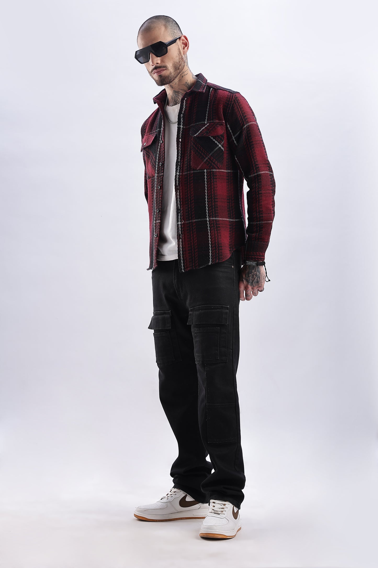 Men Flannel Shirt-Red