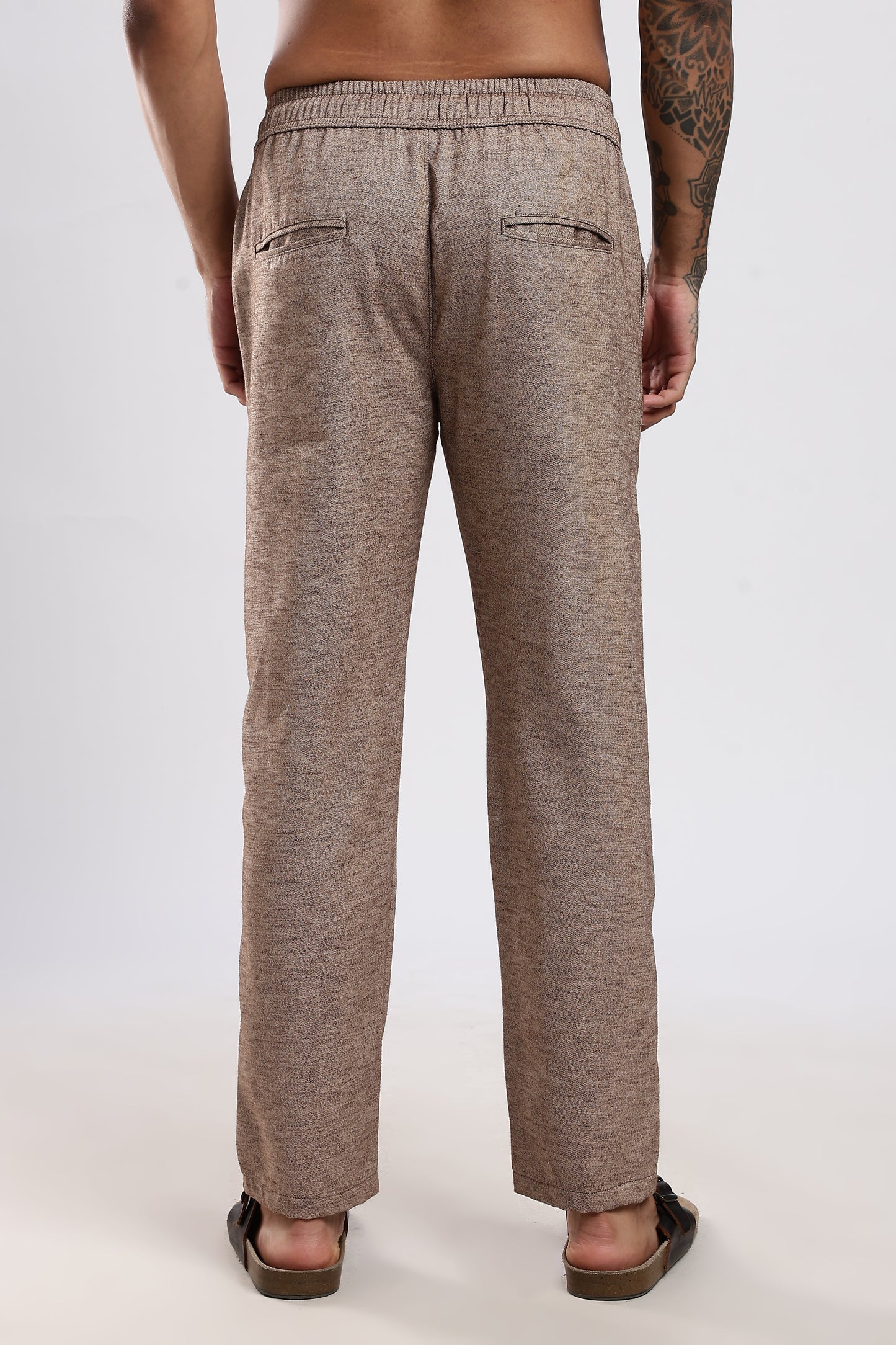 Twisted Linen Like Traveller Pant-Khakhi