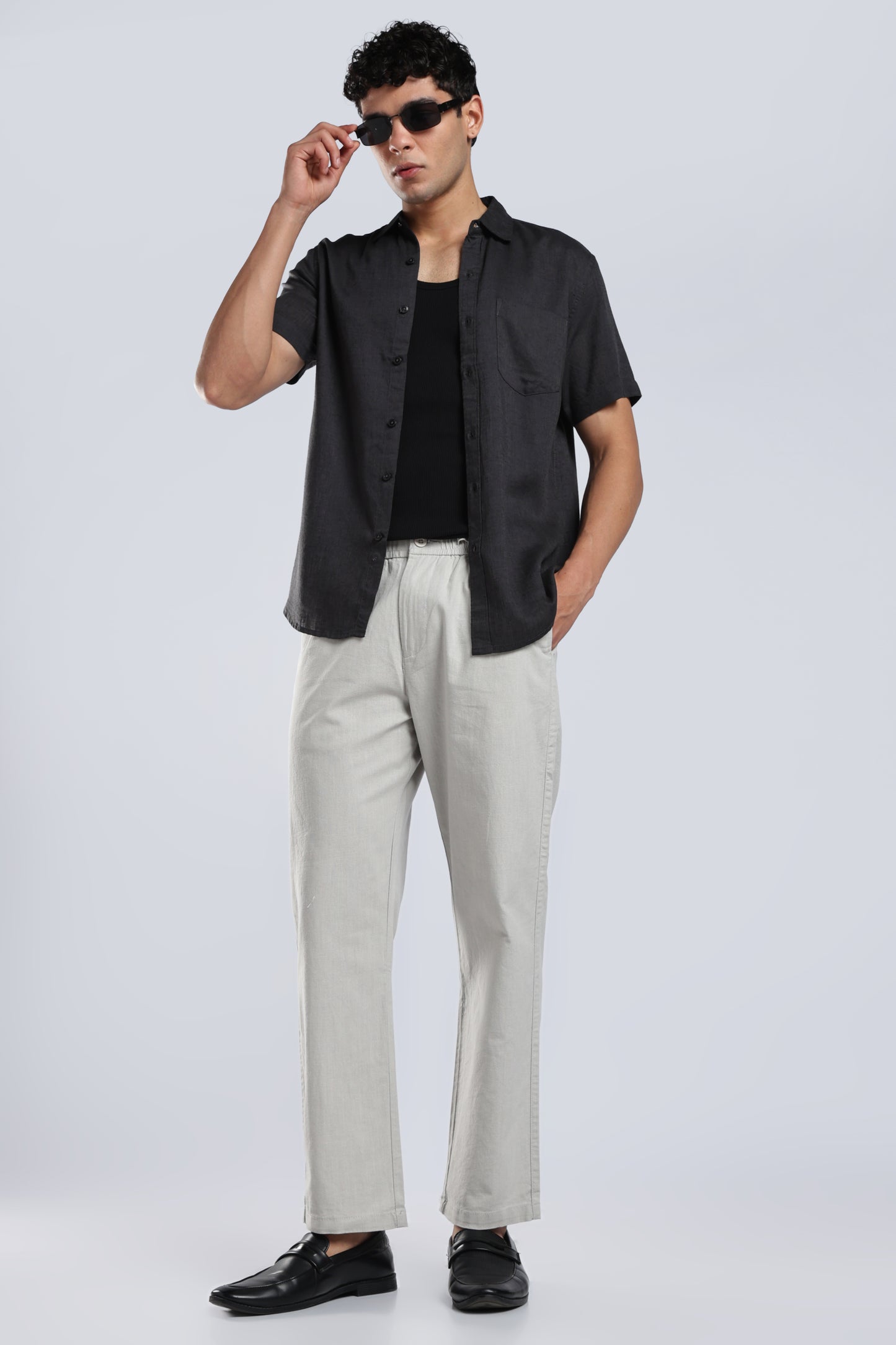 Men Linen Cotton Traveller Trousers – Stone
