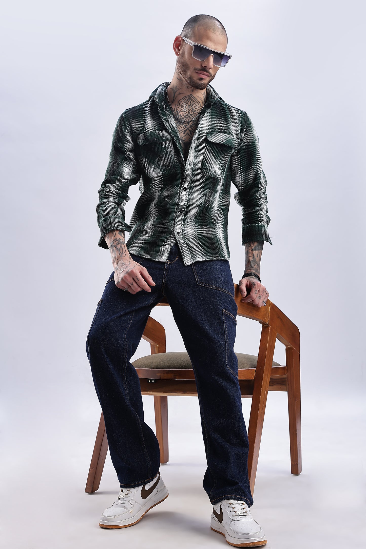 Men Flannel Shirt-Lt Olive