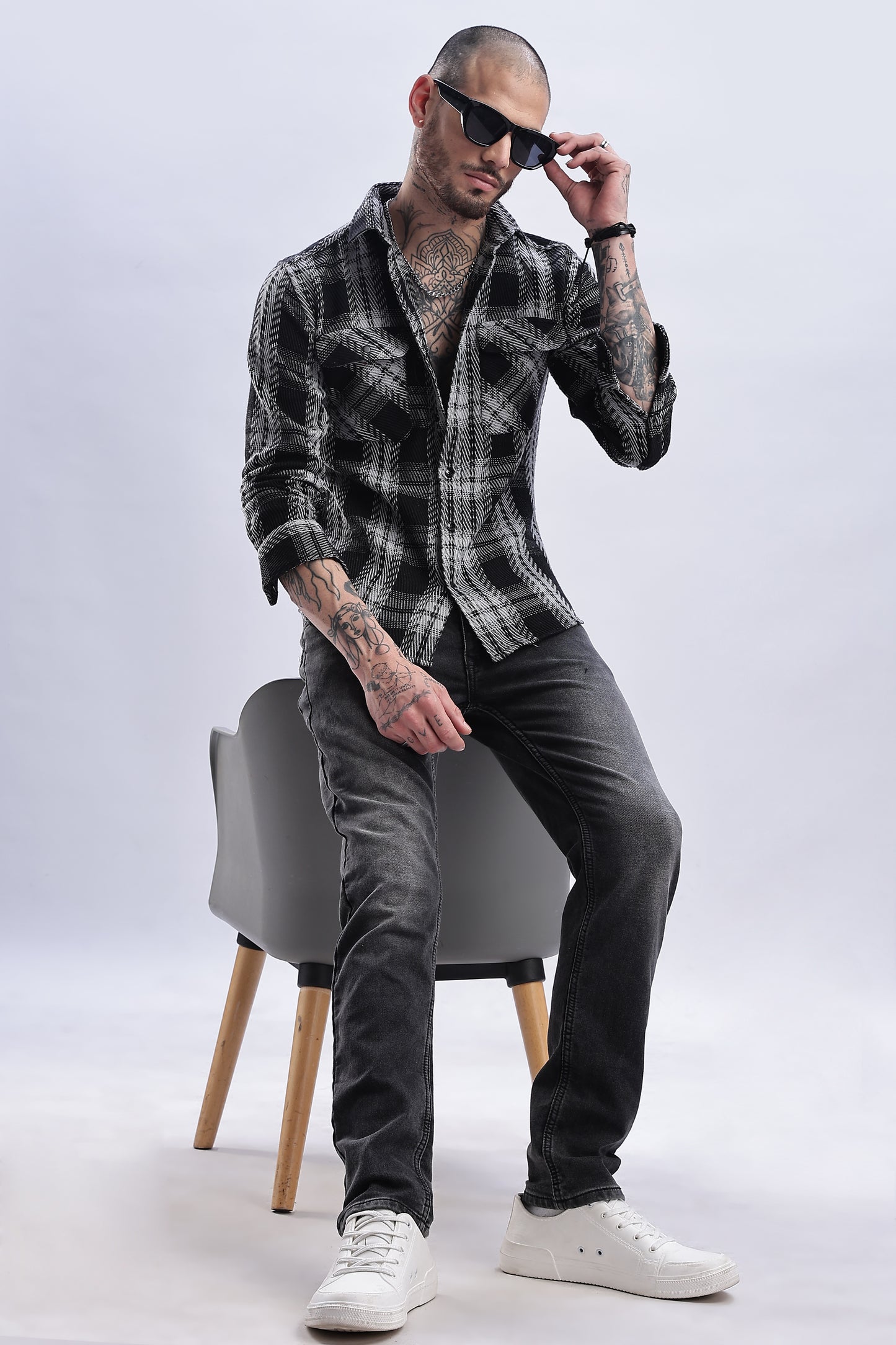 Men Flannel Shirt-Black
