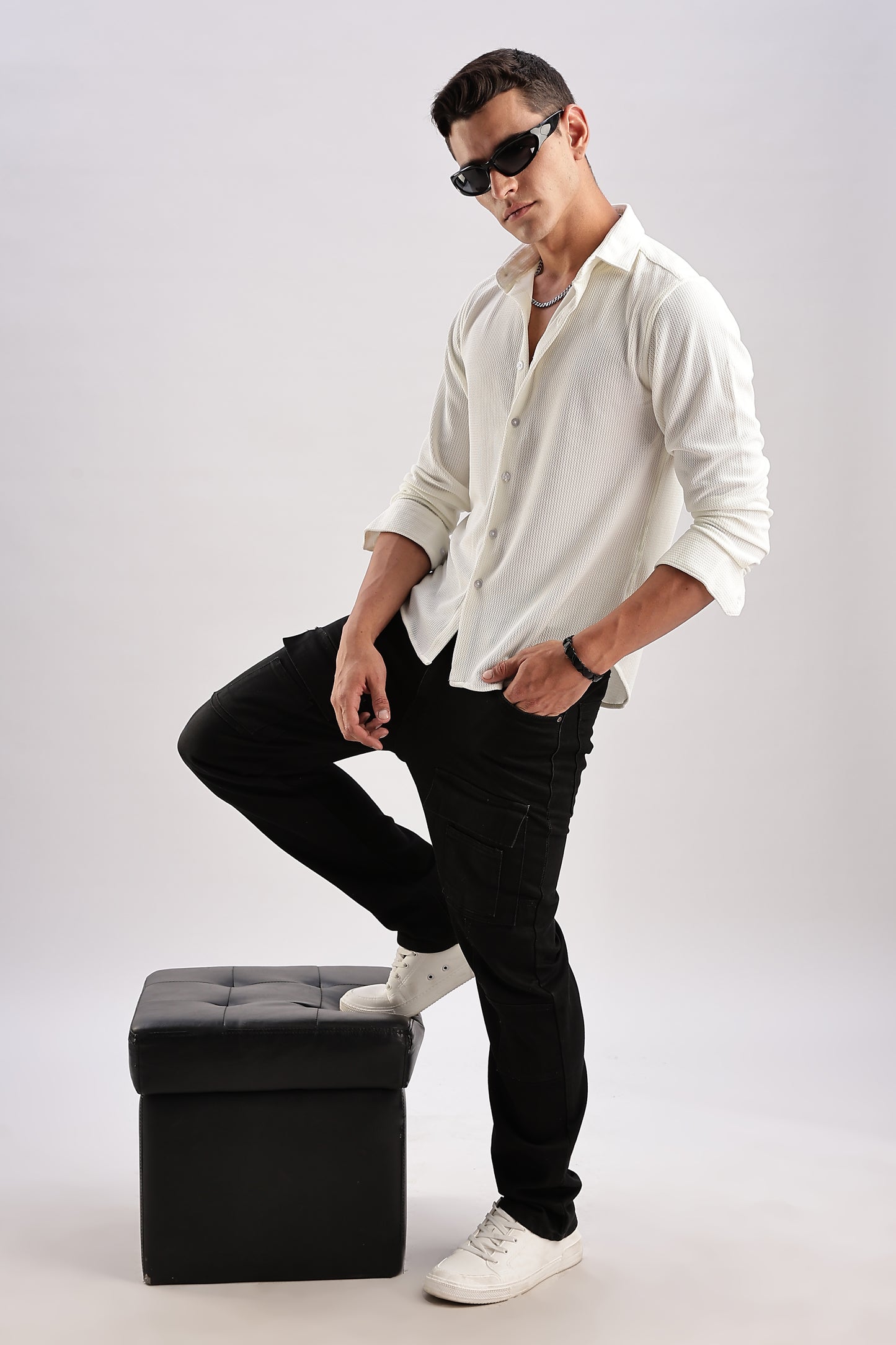 Men Honeycomb TXO Shirts-White