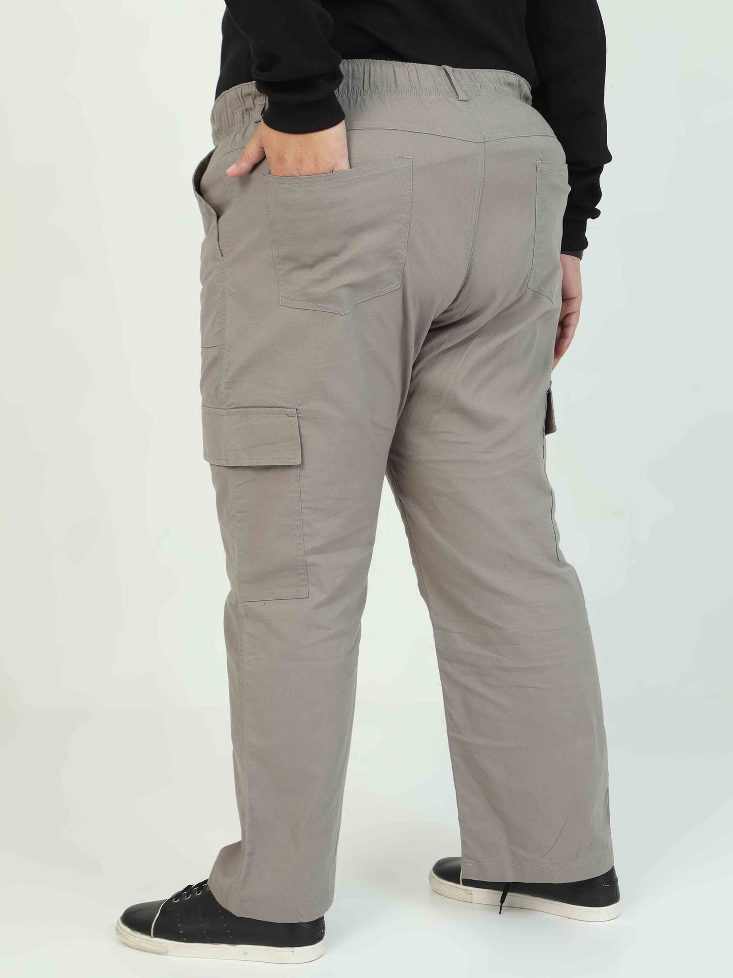 Khaki Curve Plus Size Cargo Pants For Women
