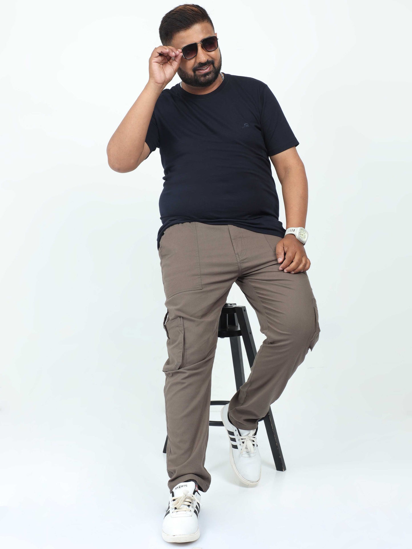 Brown Plus Size Cargo Pants For Mens