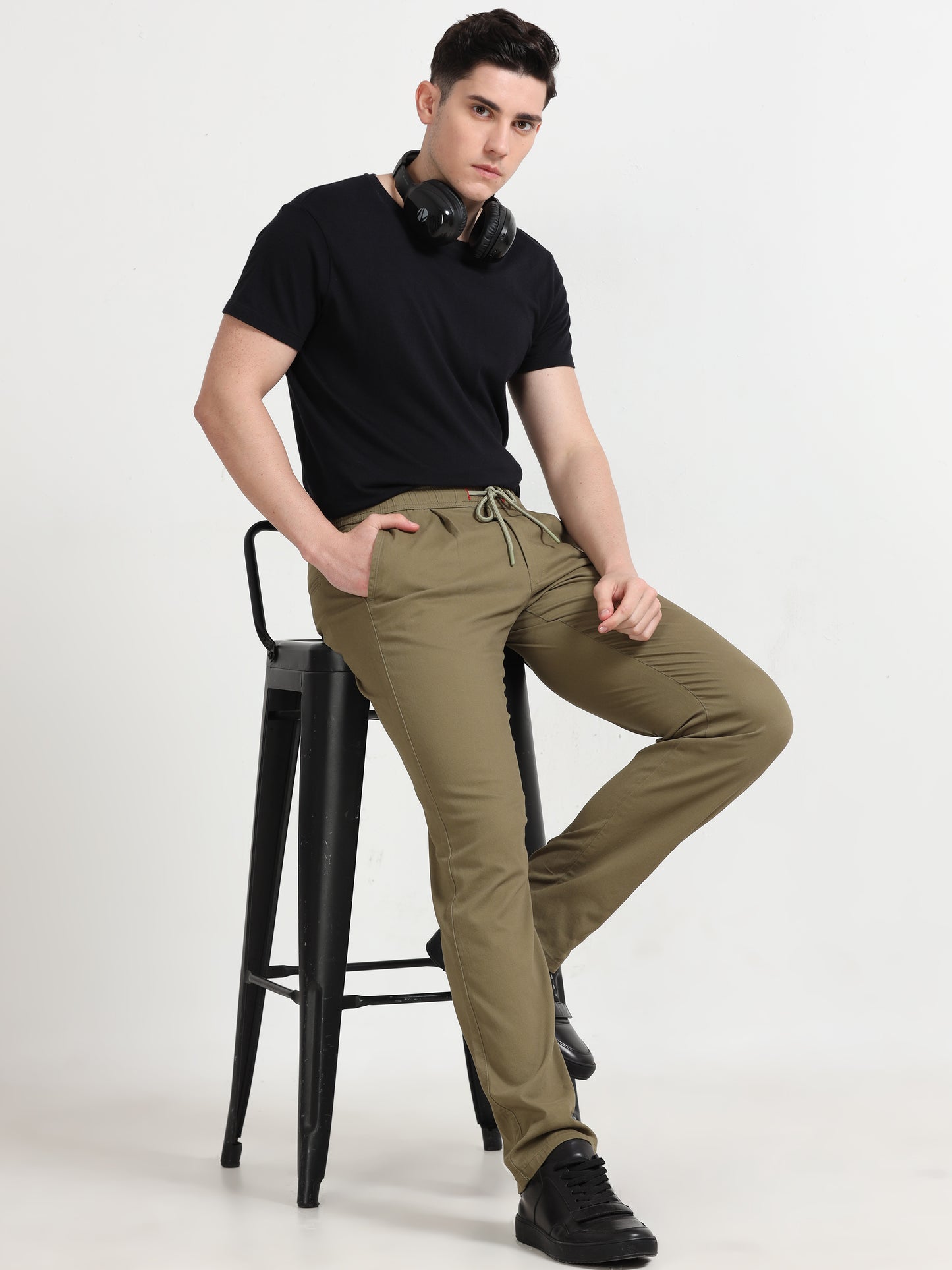 Men Lazy Linen Pleat Pant-Lt Olive