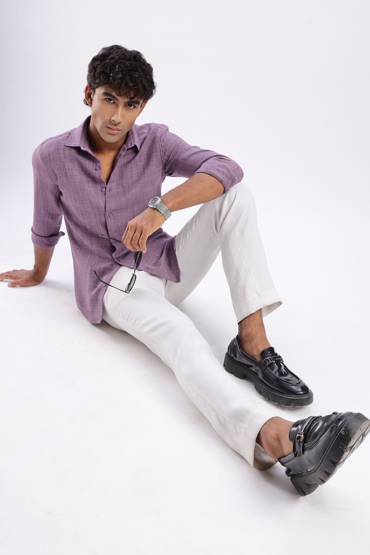 Men Air Like Linen Vintage Shirt-Lavender