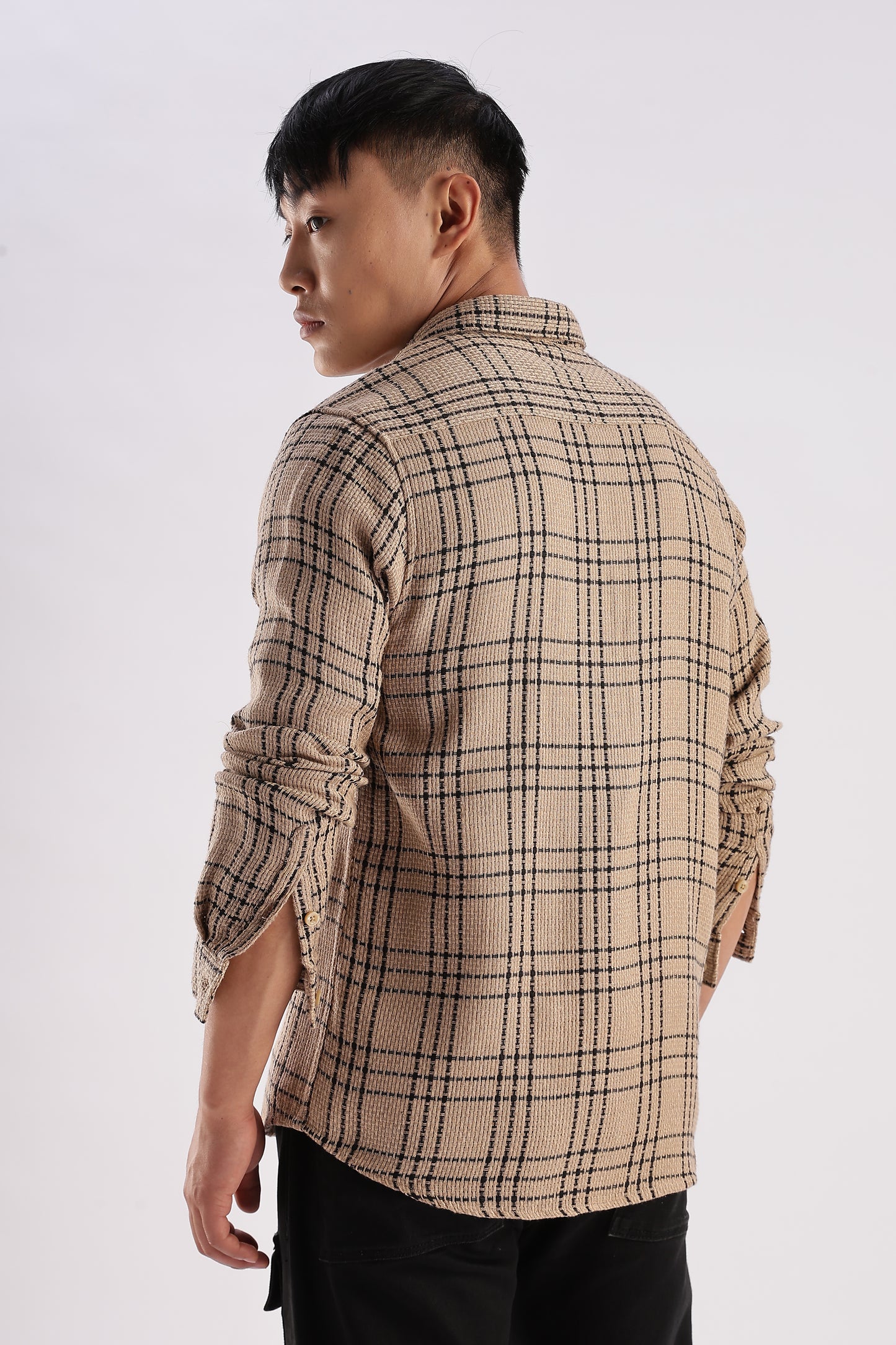 Men Mocklino Shirts-Beige
