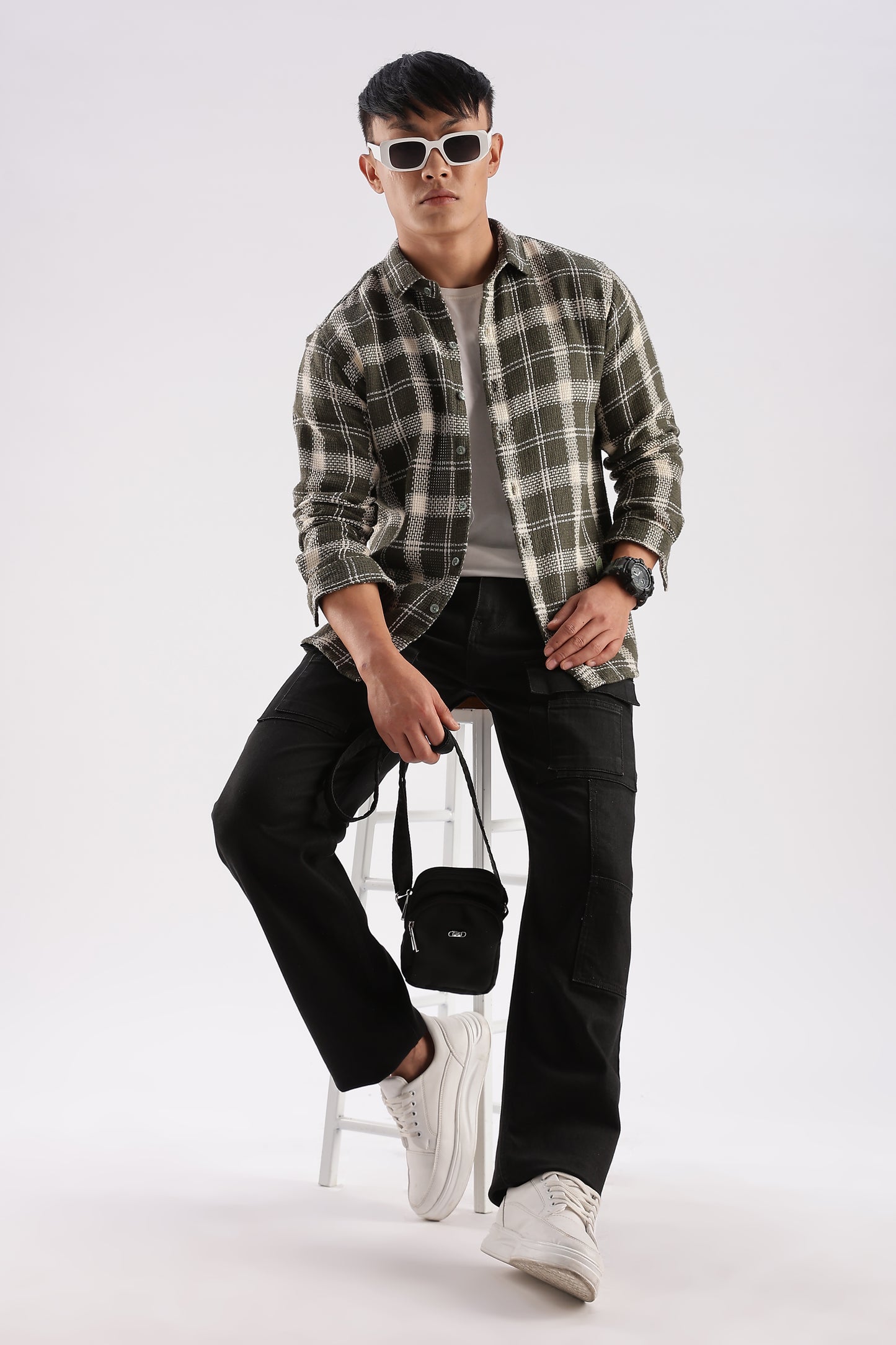 Men Mocklino Shirts-Olive