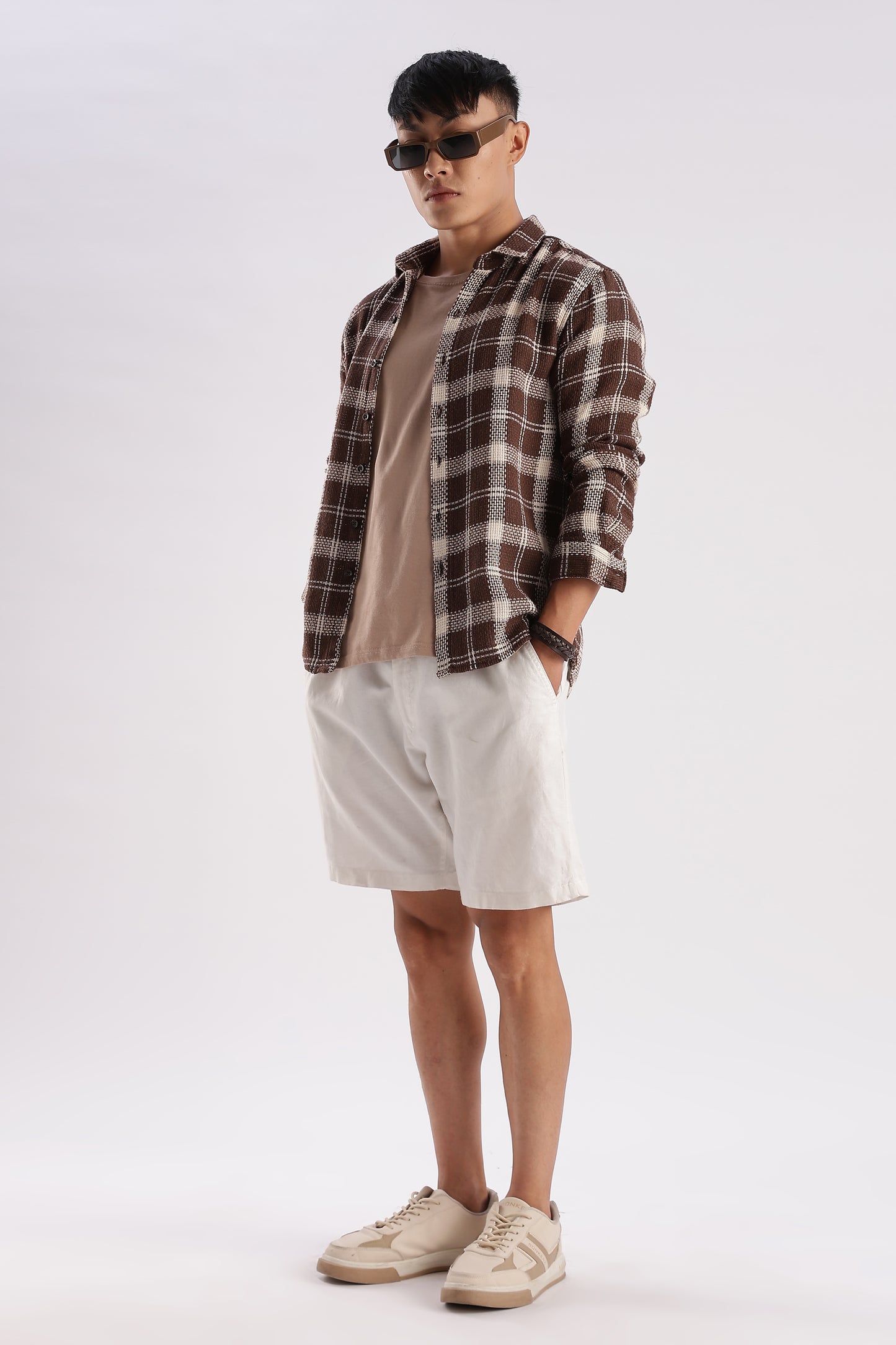 Men Mocklino Shirts-Brown