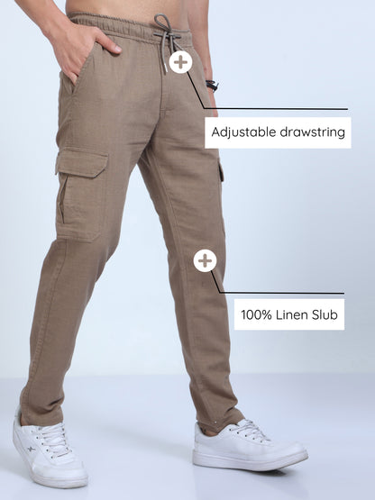 Men Lazy Linen Pants-Camel