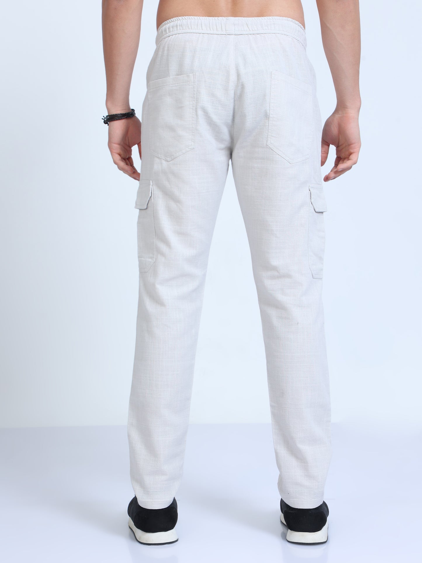 Men Lazy Linen Pants-Milky White