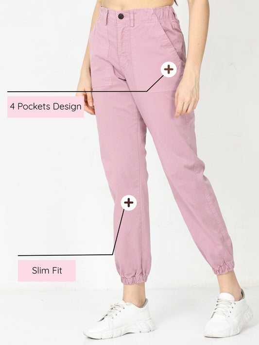 Women Vintage Pink Jogger Pants