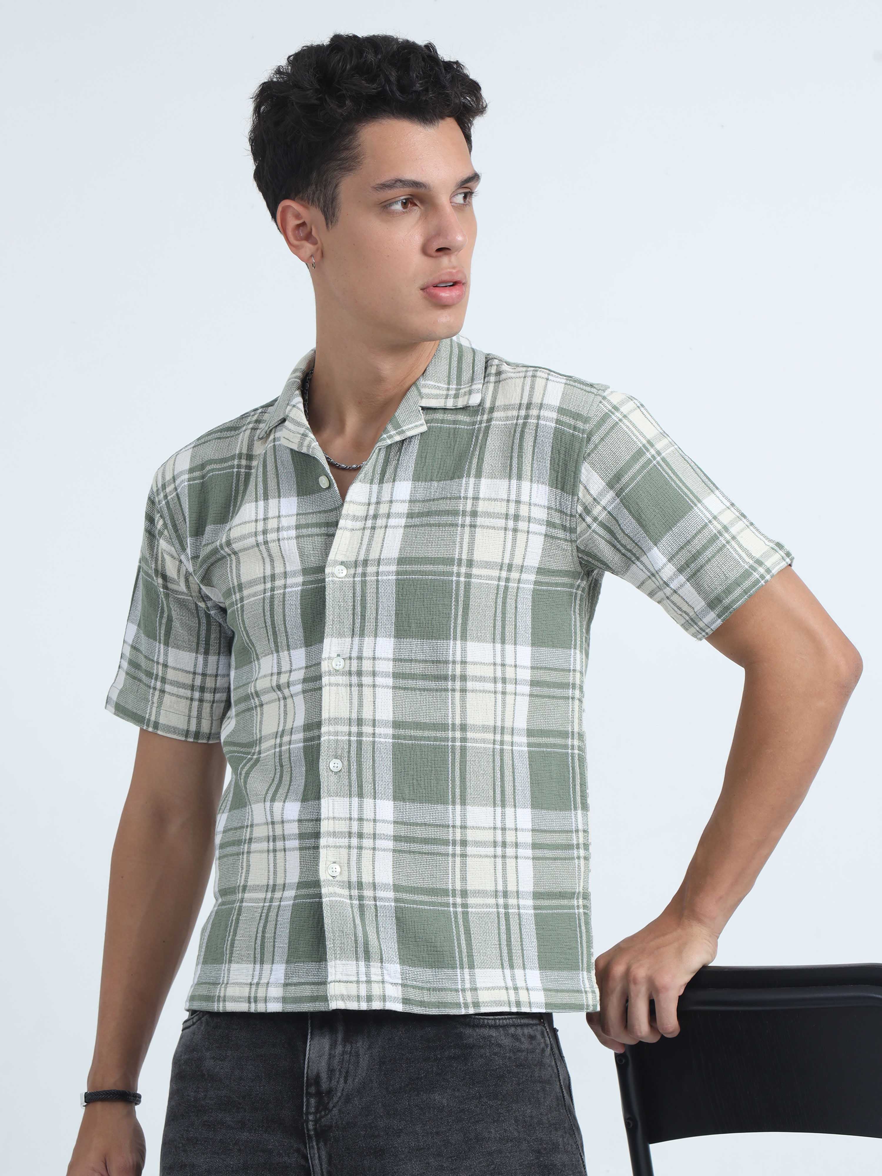 Shop Jacquard Oversized Check Shirts For Men Online