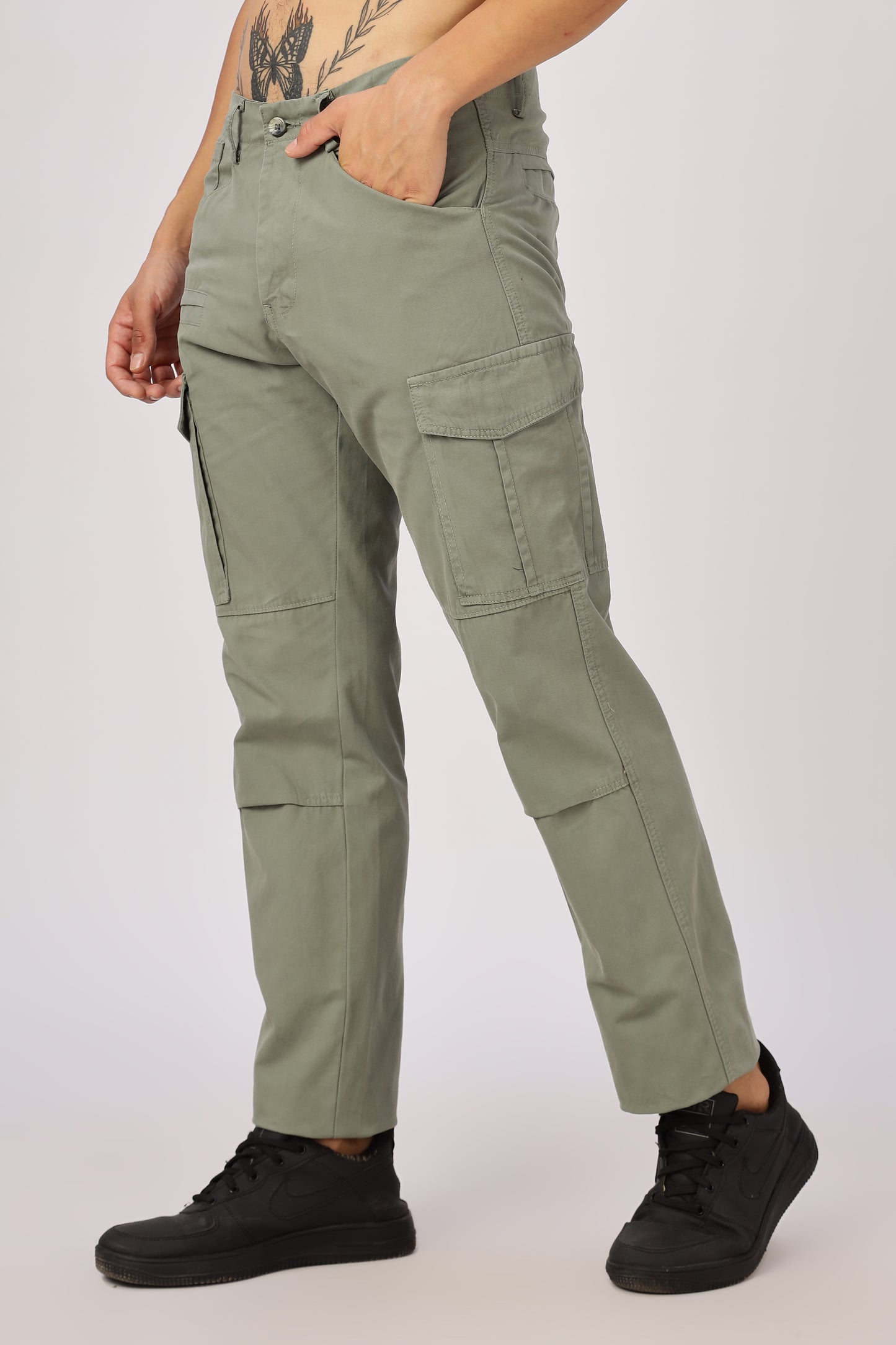 Men Dyed Bulky Cargo-Lt Olive