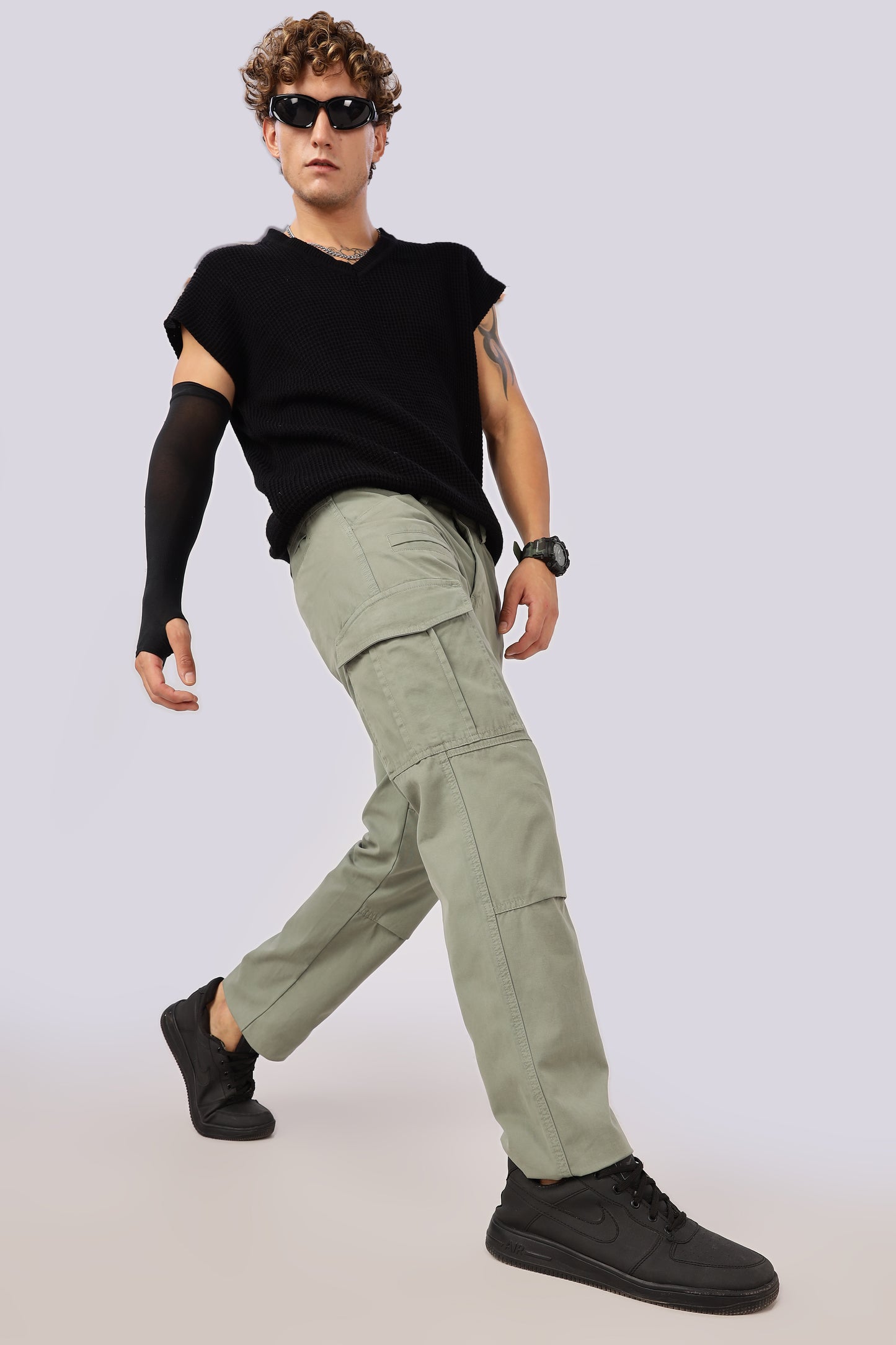 Men Dyed Bulky Cargo-Lt Olive