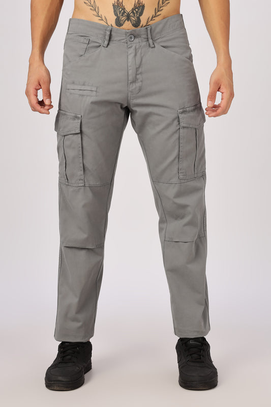 Men Dyed Bulky Cargo-Grey