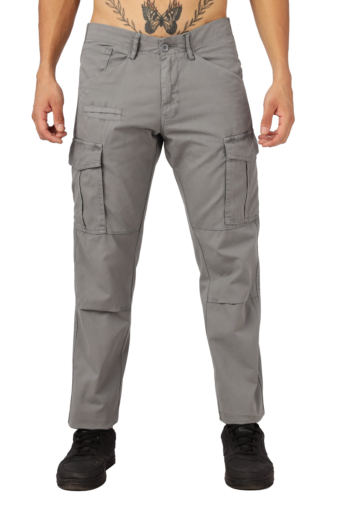 Men Dyed Bulky Cargo-Grey
