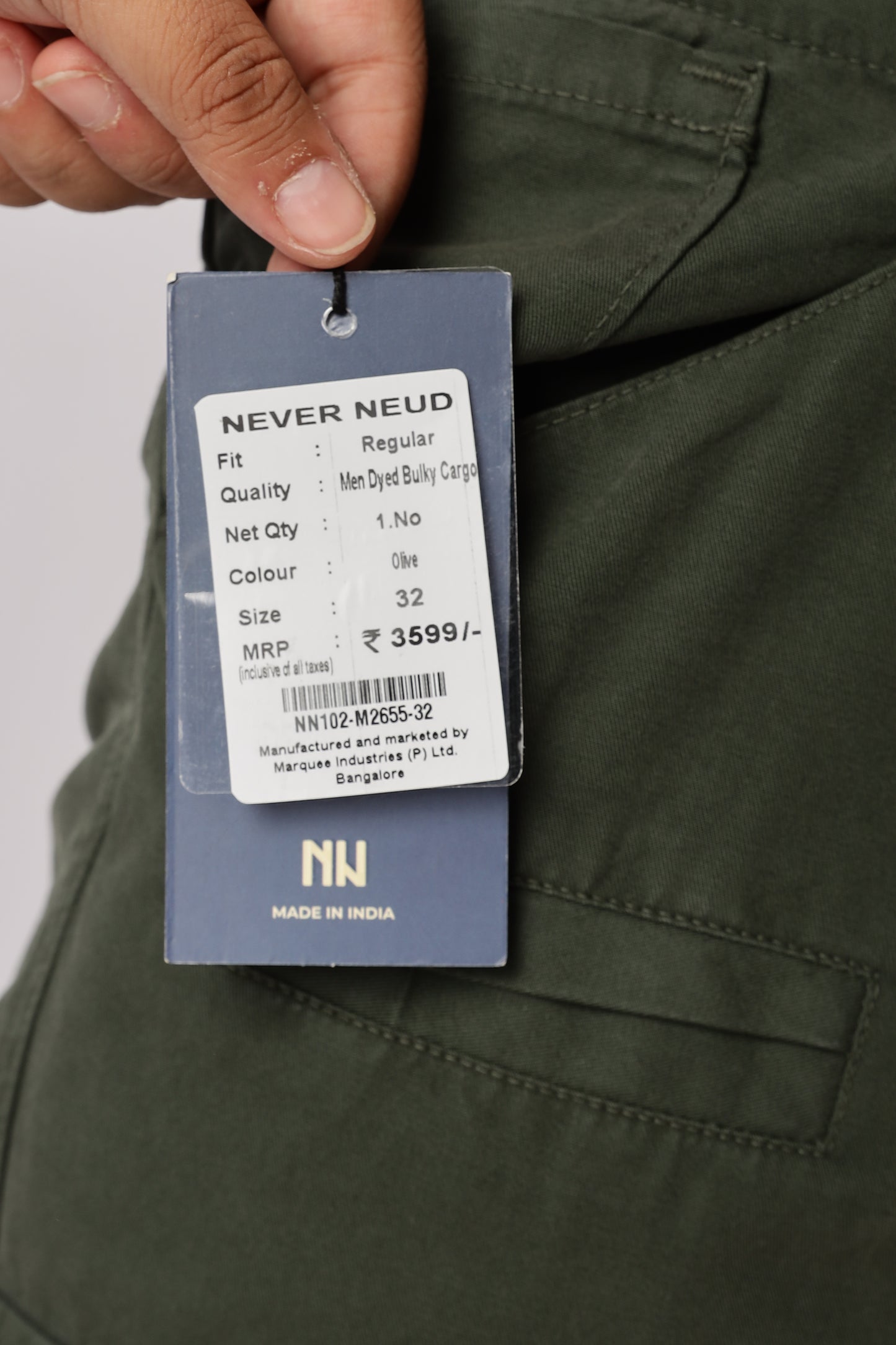 Men Dyed Bulky Cargo-Olive