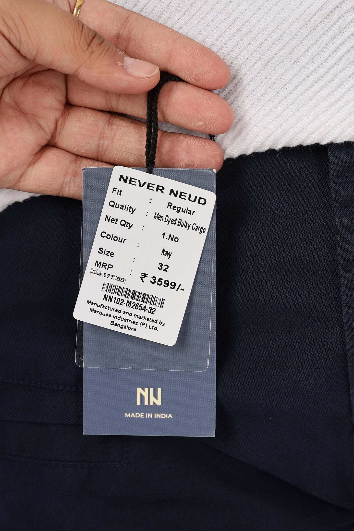 Men Dyed Bulky Cargo-Navy