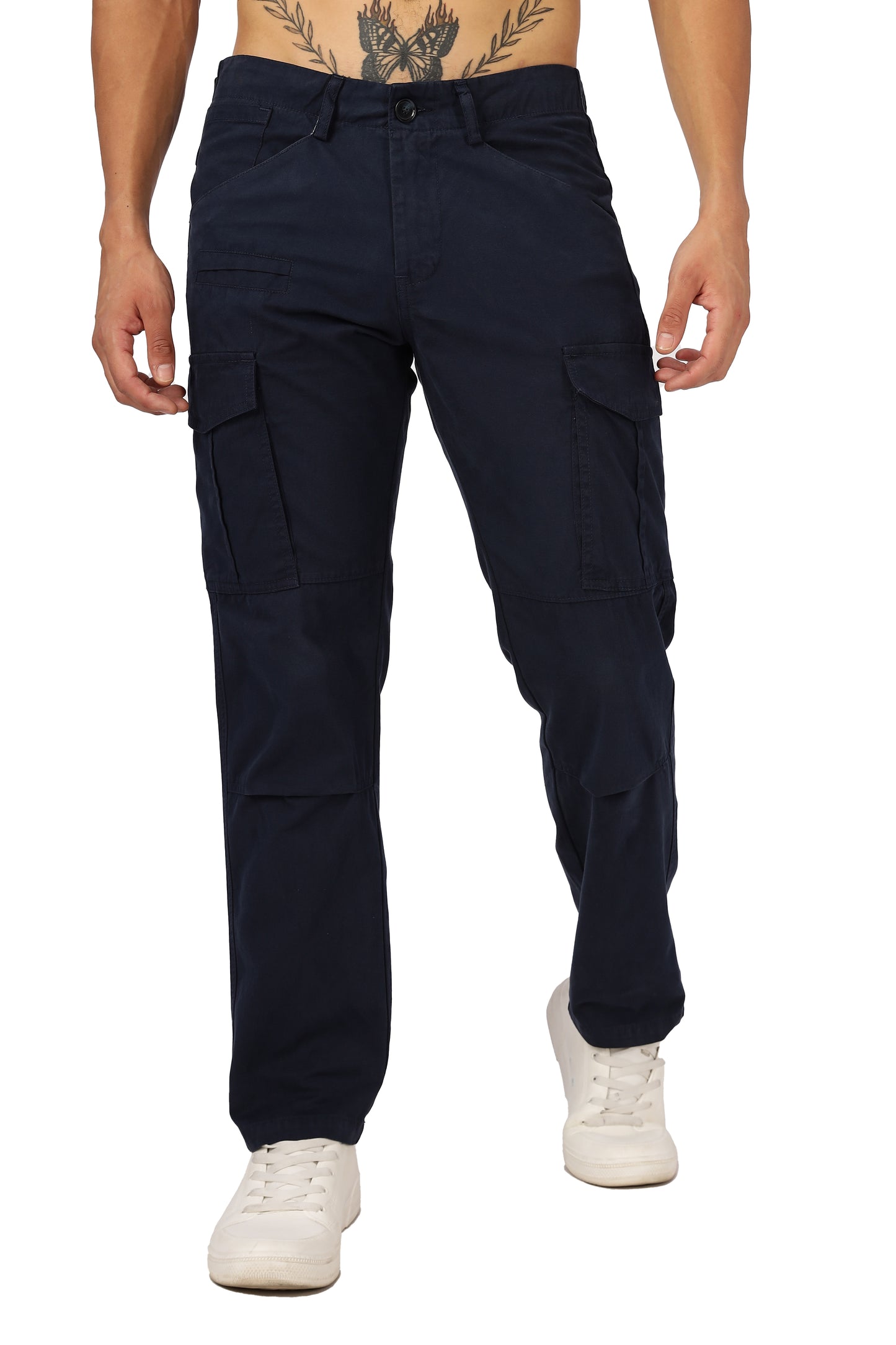 Men Dyed Bulky Cargo-Navy