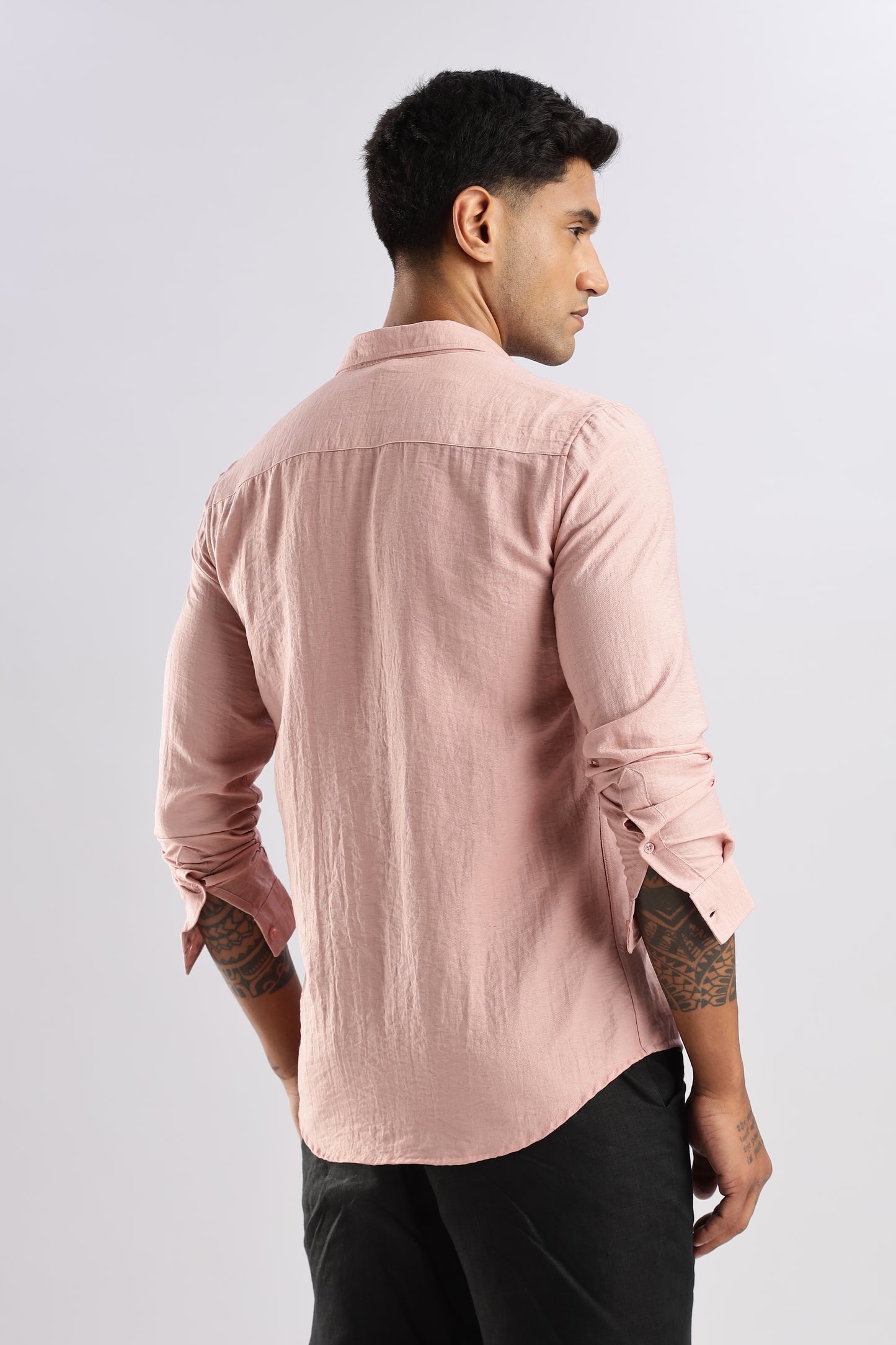 Men Lucas Look Linen Shirt- Lt Pink